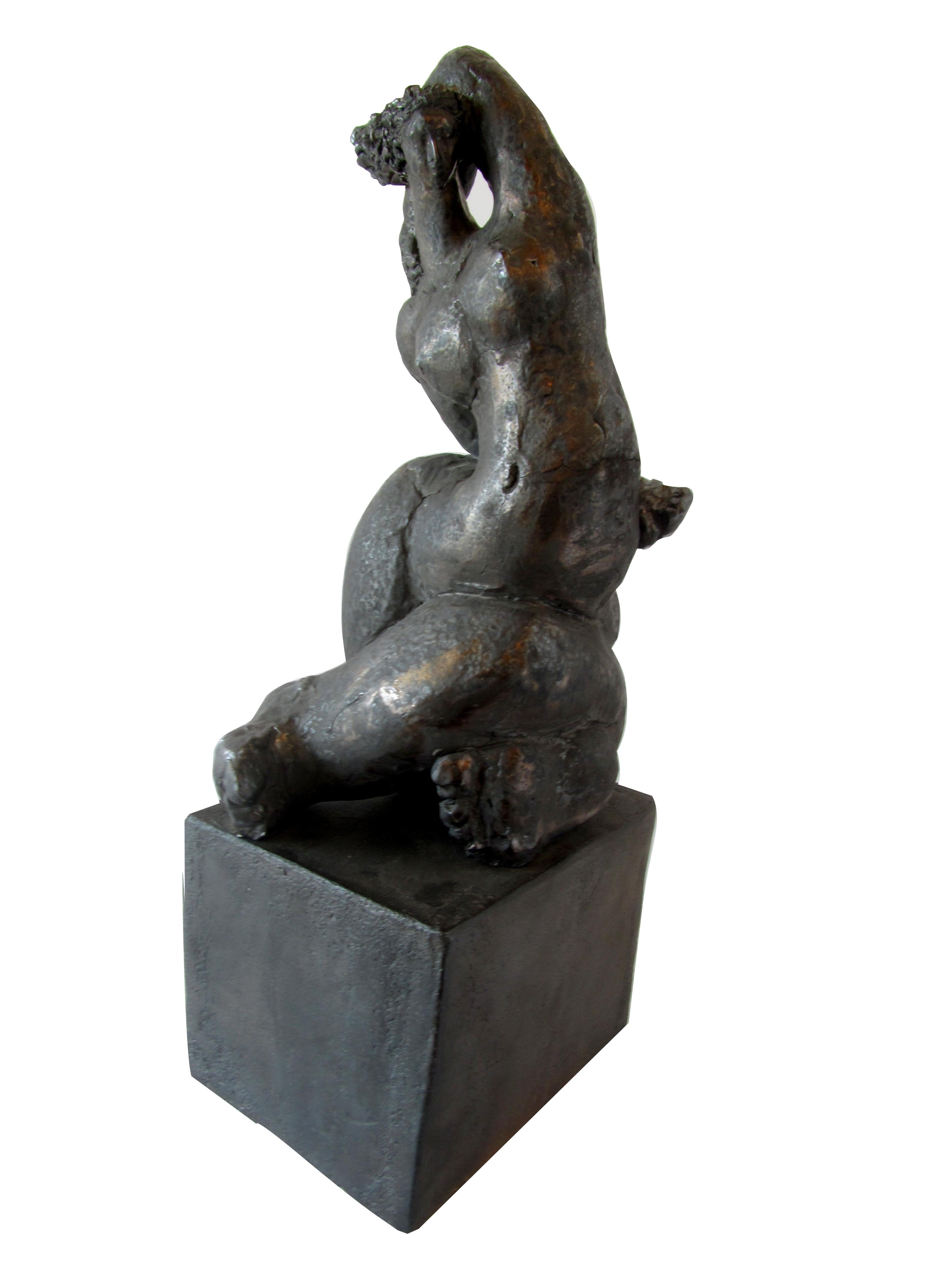 Contemporary French Modern Glazed Terracotta Figural Sculpture, Michele Raymond, 2007