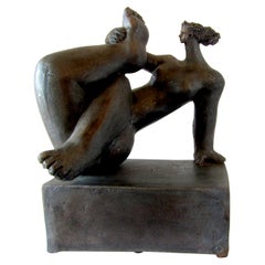 French Modern Glazed Terracotta Figural Sculpture, Michele Raymond, 2007