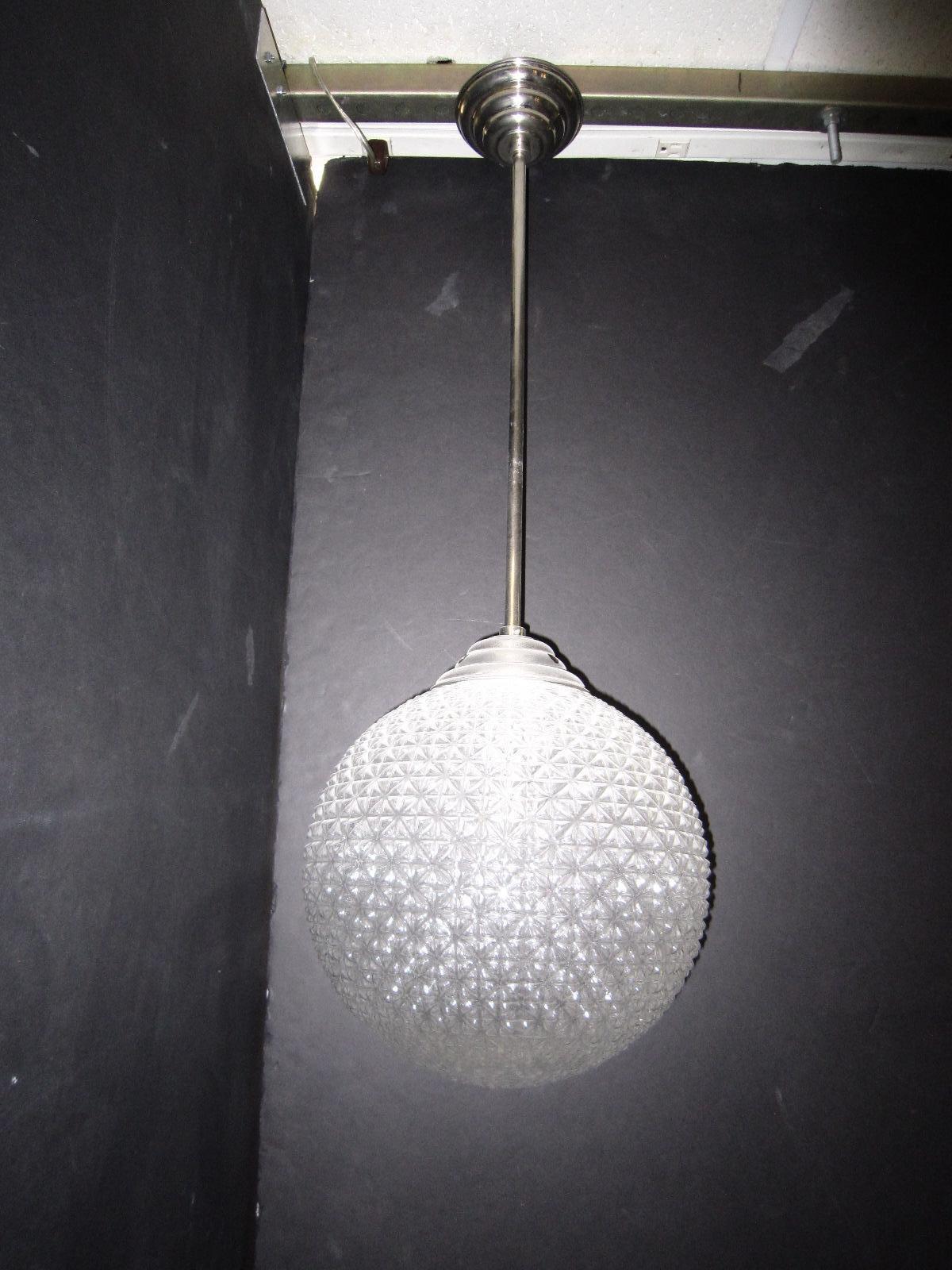 French Modern Globe Chandelier in Frosted Glass and Nickeled Bronze, 1960 For Sale 3