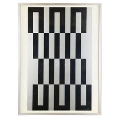 French modern Gray black white Screen-print by Julije Knifer, 1970s