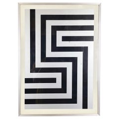 French modern Gray black white Screen-print by Julije Knifer, 1970s