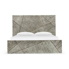 French Modern Greyed Oak King Bed