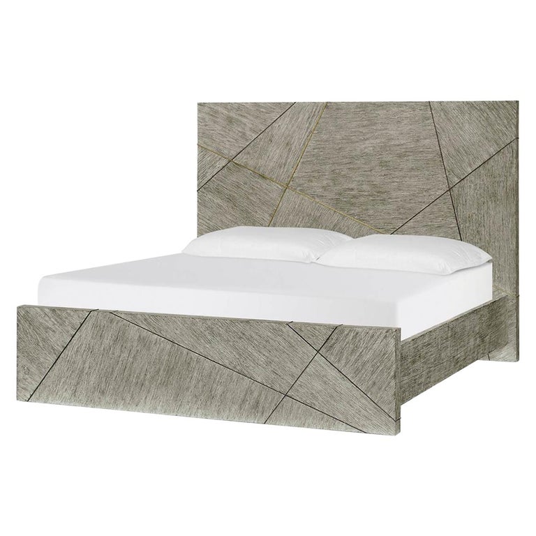 French Modern Greyed Oak King Bed For Sale at 1stDibs