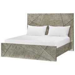 French Modern Greyed Oak Queen Bed