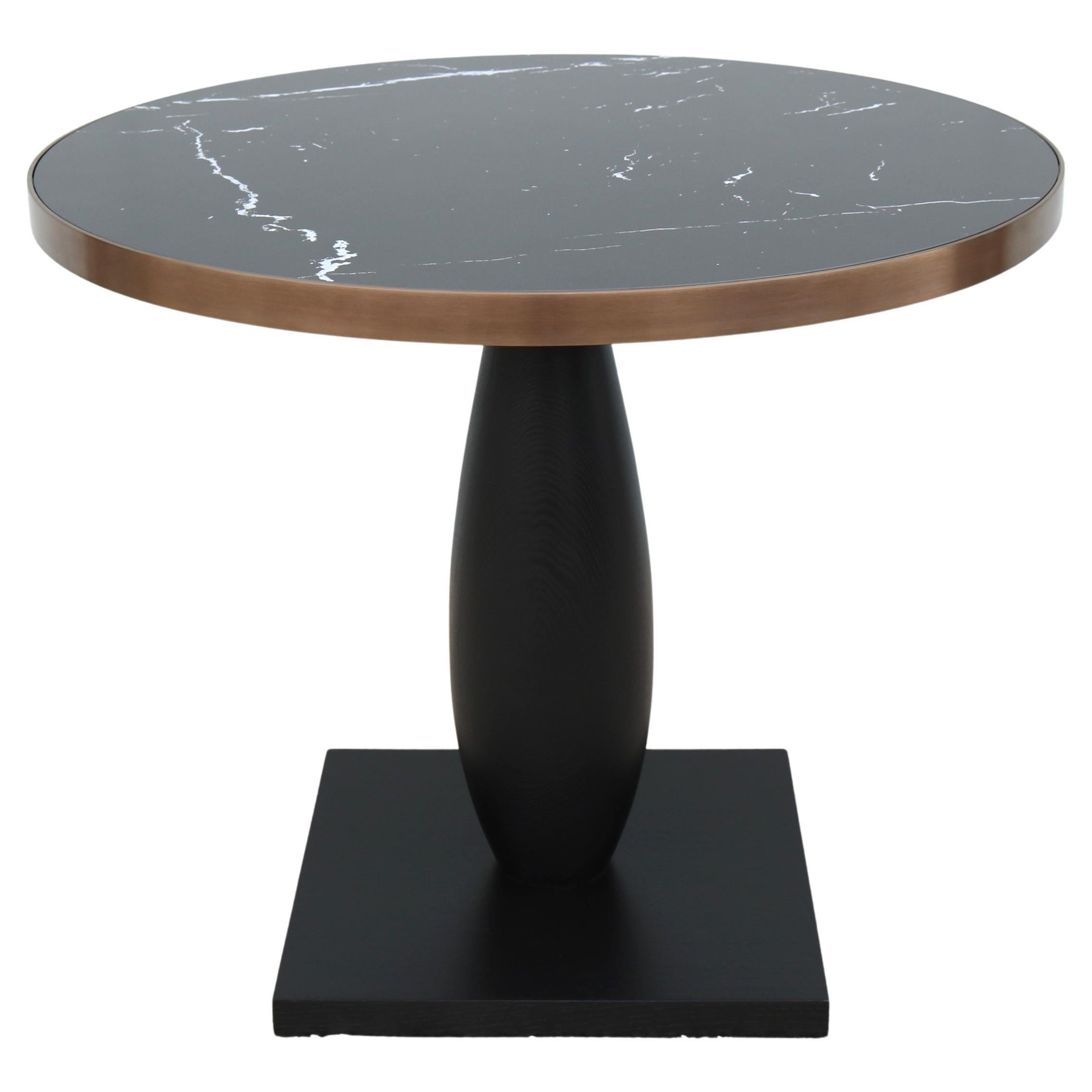 Table de salle à manger moderne française Hamilton Conte 36" ronde noire Tila, table de conférence