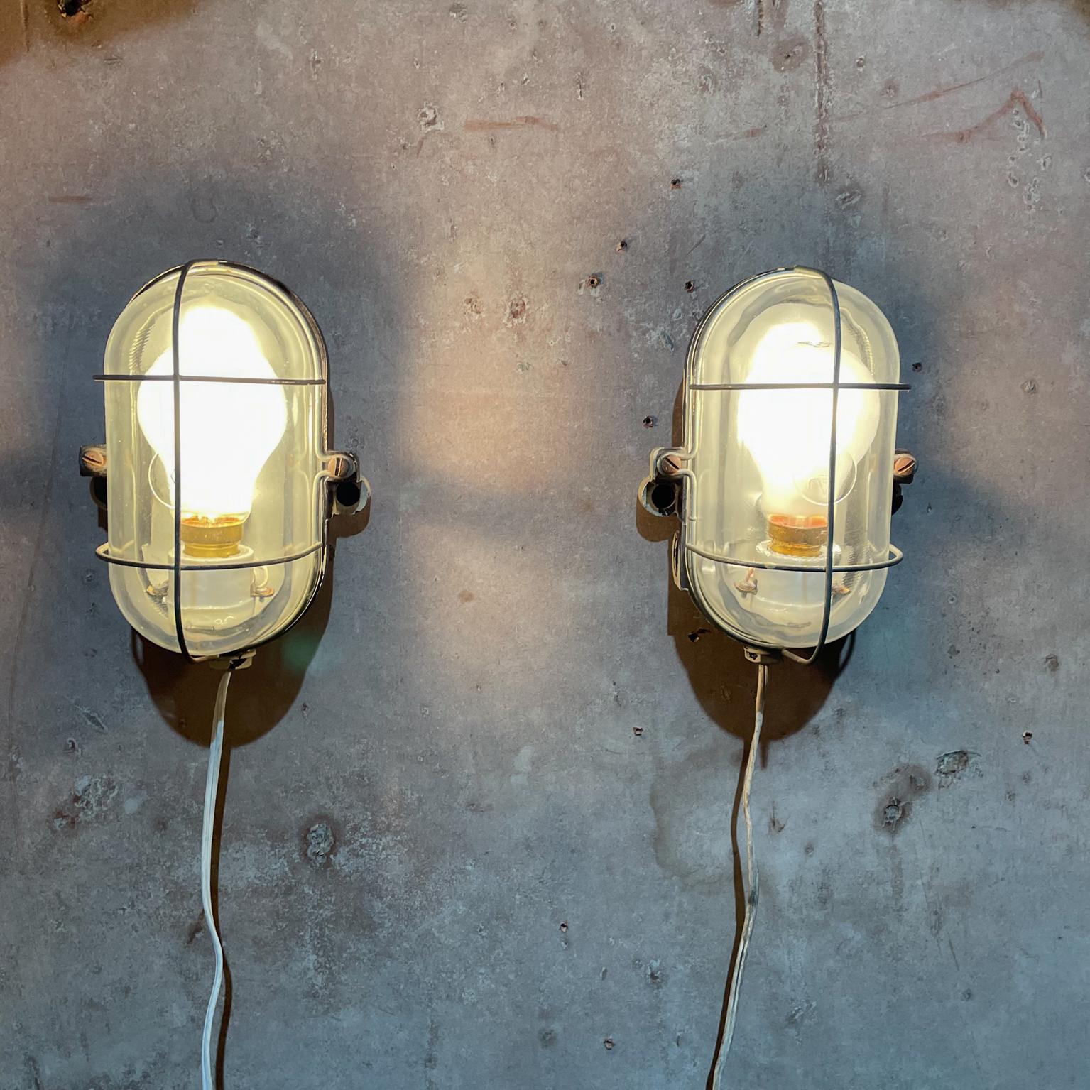 French Modern Industrial Wall Lamp Sconces Metal Grid with Bakelite 1950s France For Sale 1