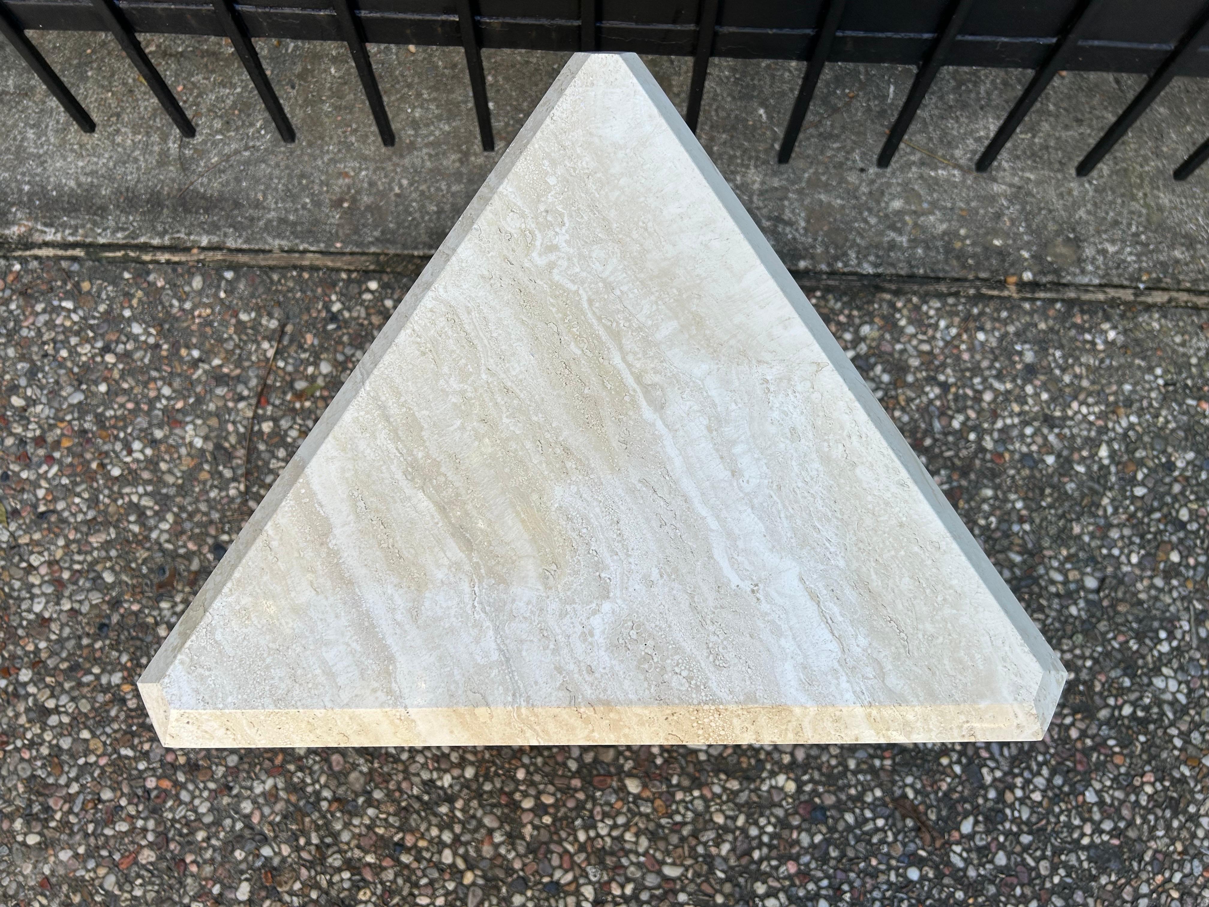 French Modern Iron And Travertine Table Inspired By Gilbert Poillerat For Sale 2
