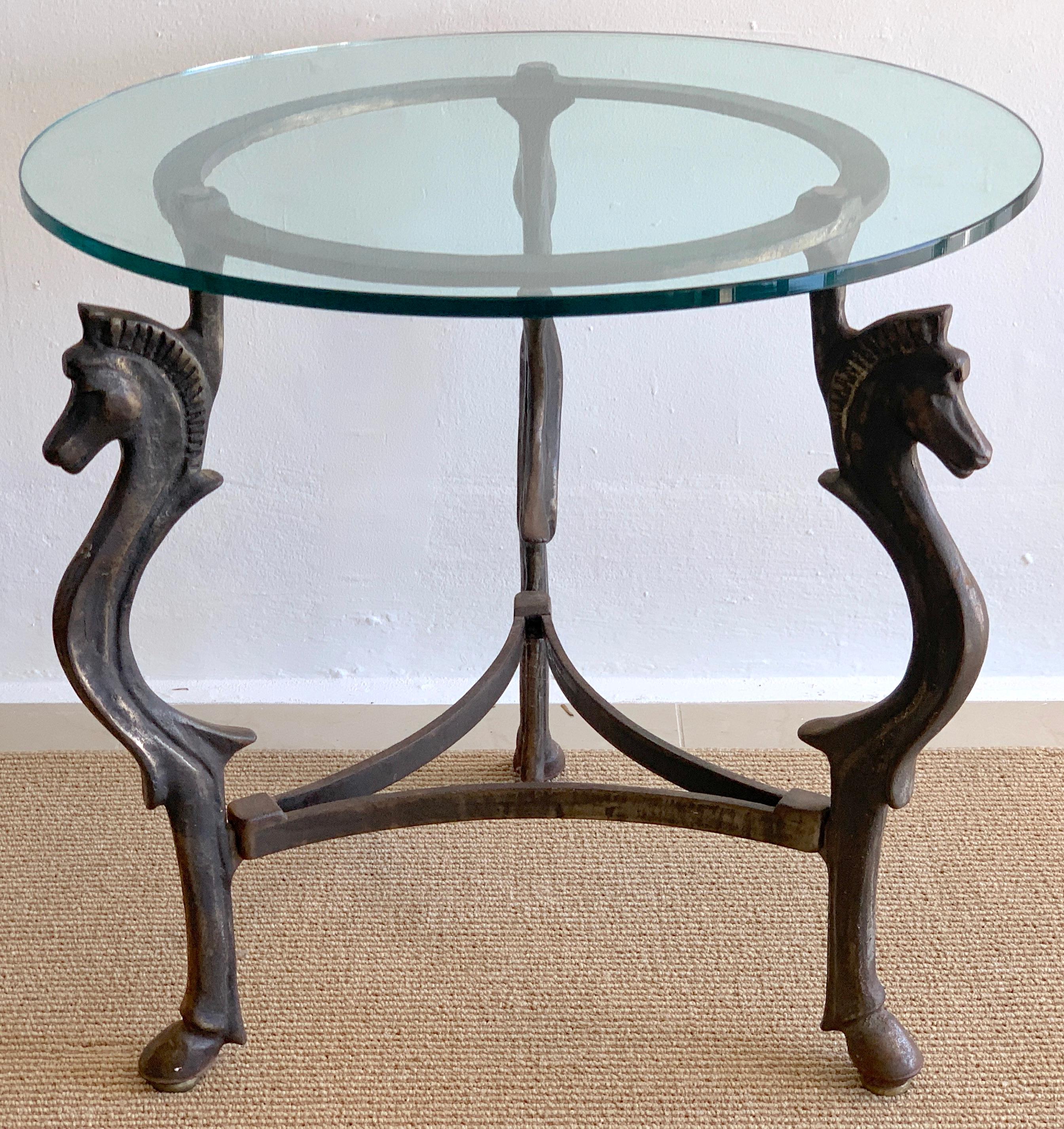French modern iron horse motif side/end table, circa 1960
Fitted with 26