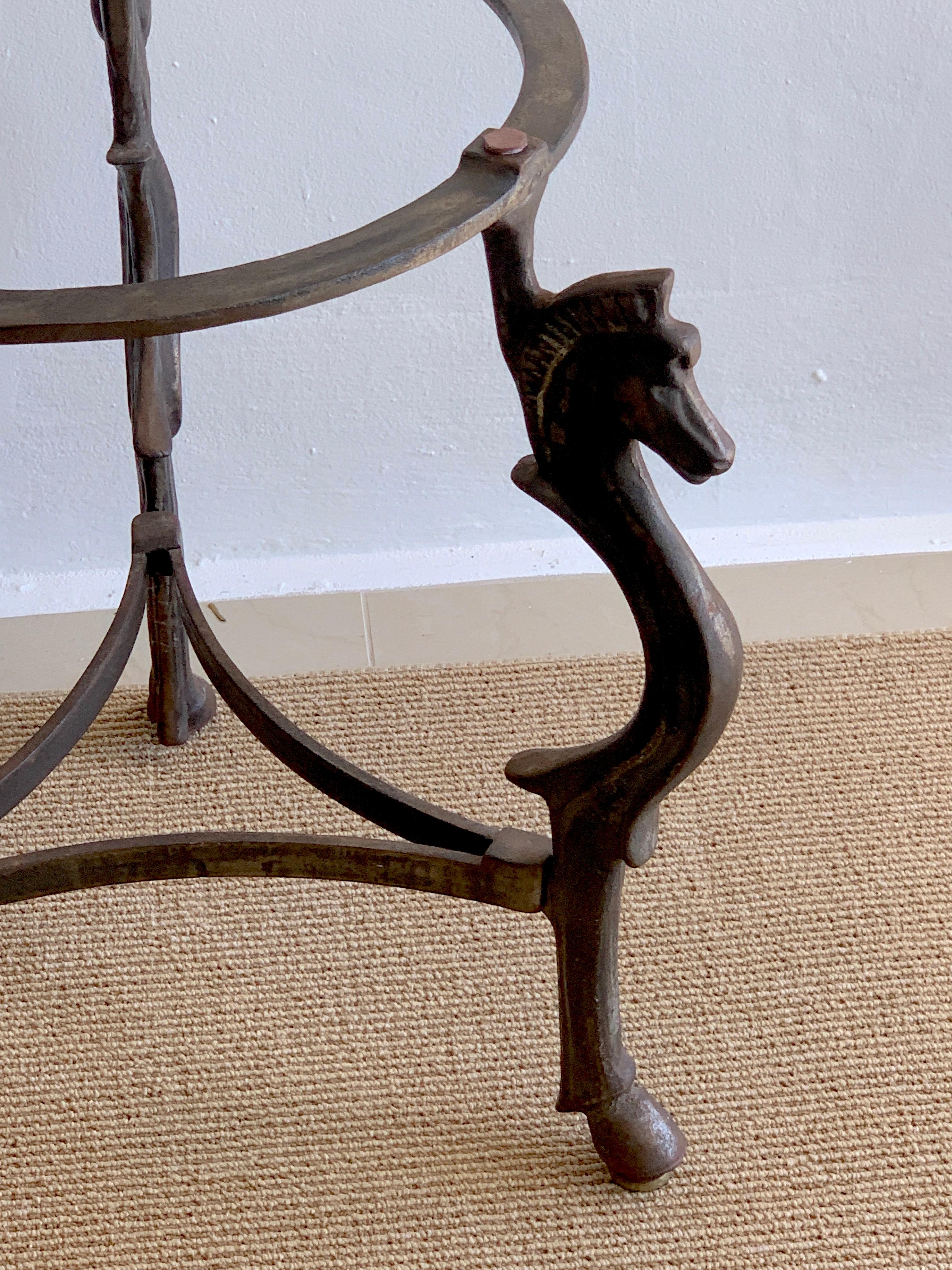 20th Century French Modern Iron horse Motif Side/End Table, circa 1960