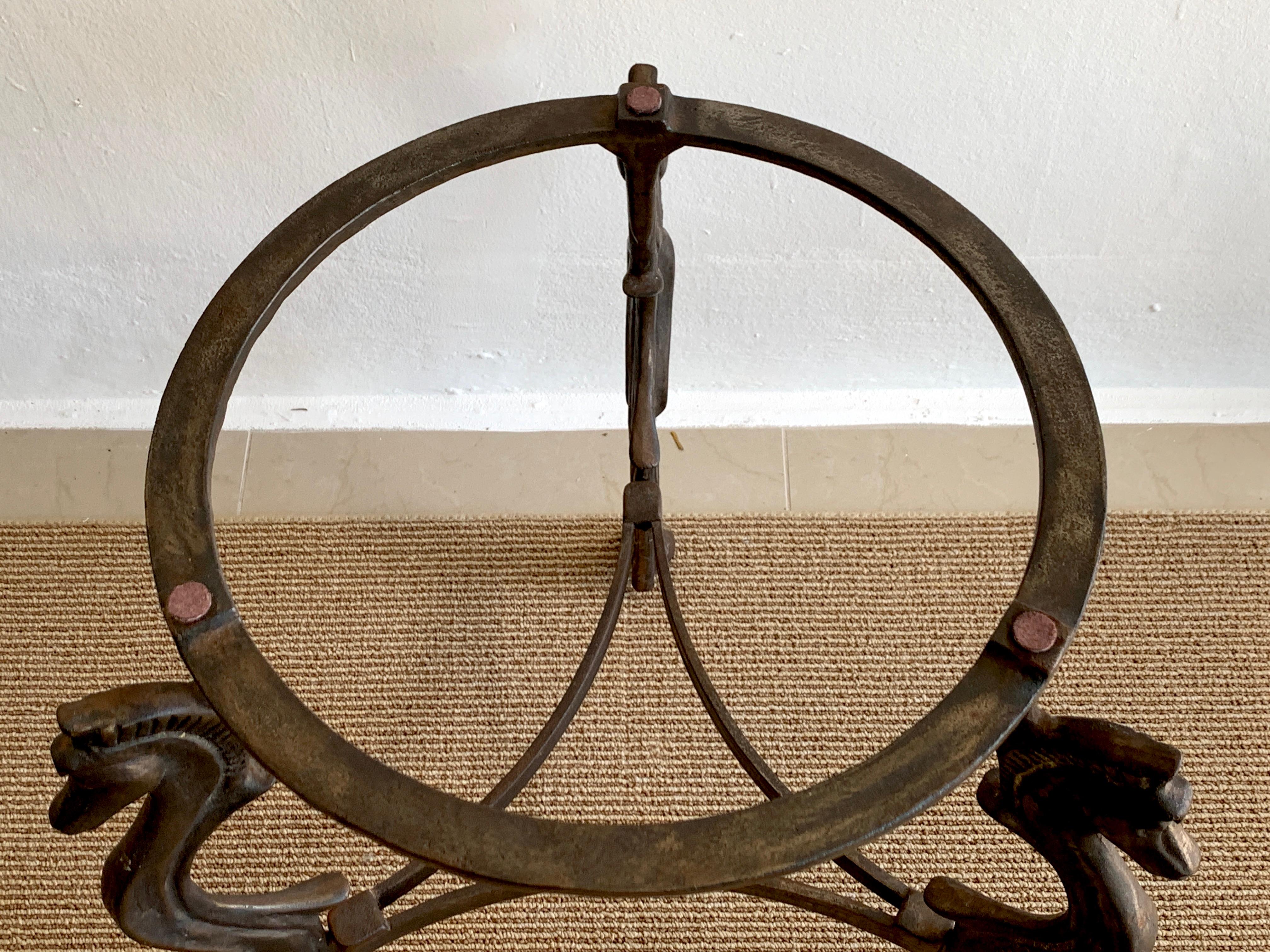 French Modern Iron horse Motif Side/End Table, circa 1960 1