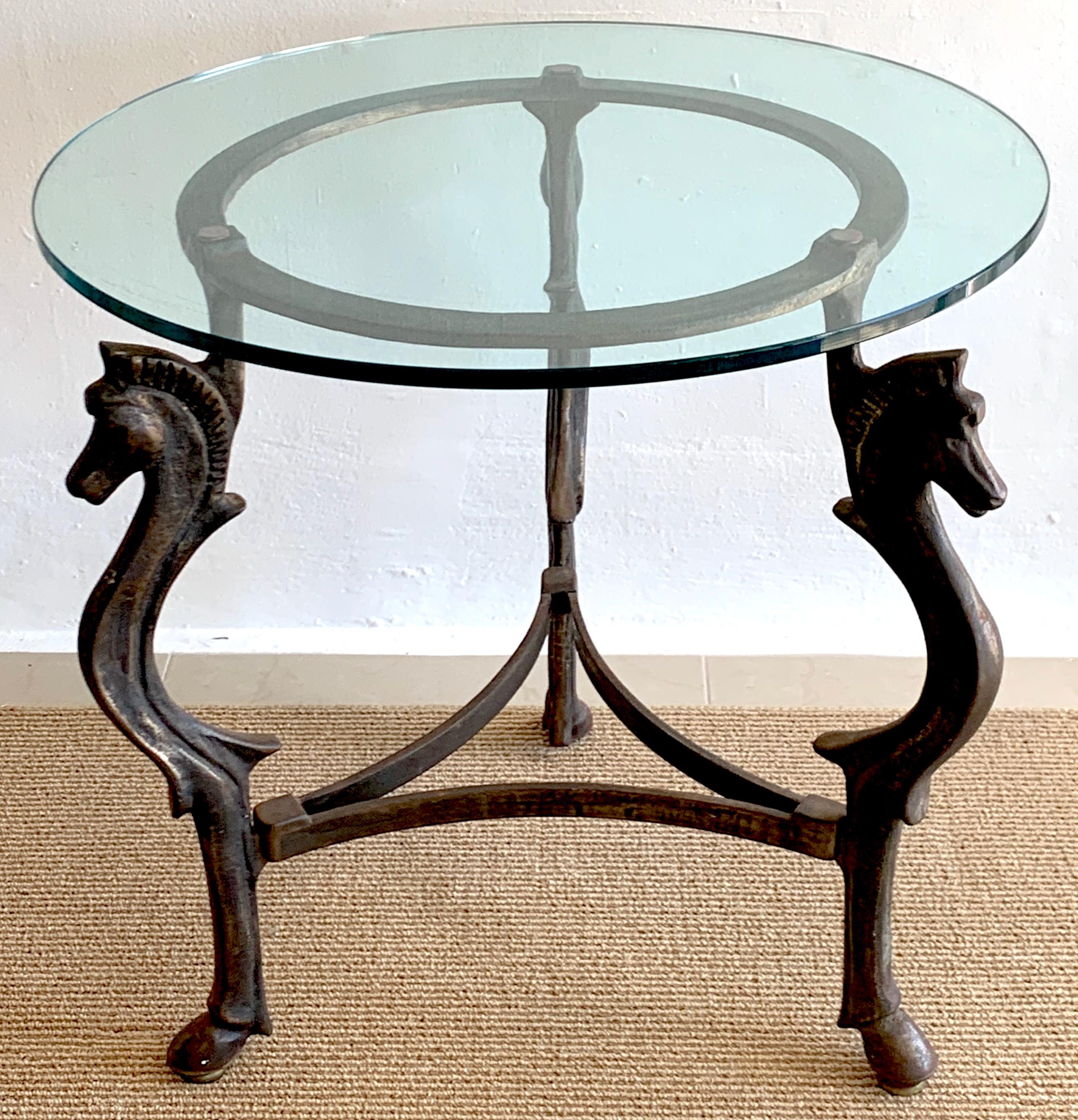 French Modern Iron horse Motif Side/End Table, circa 1960 2