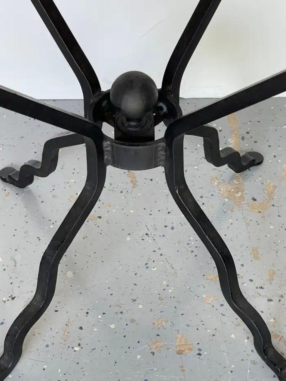 French Modern Iron & Marbleized Wood  End Table For Sale 2