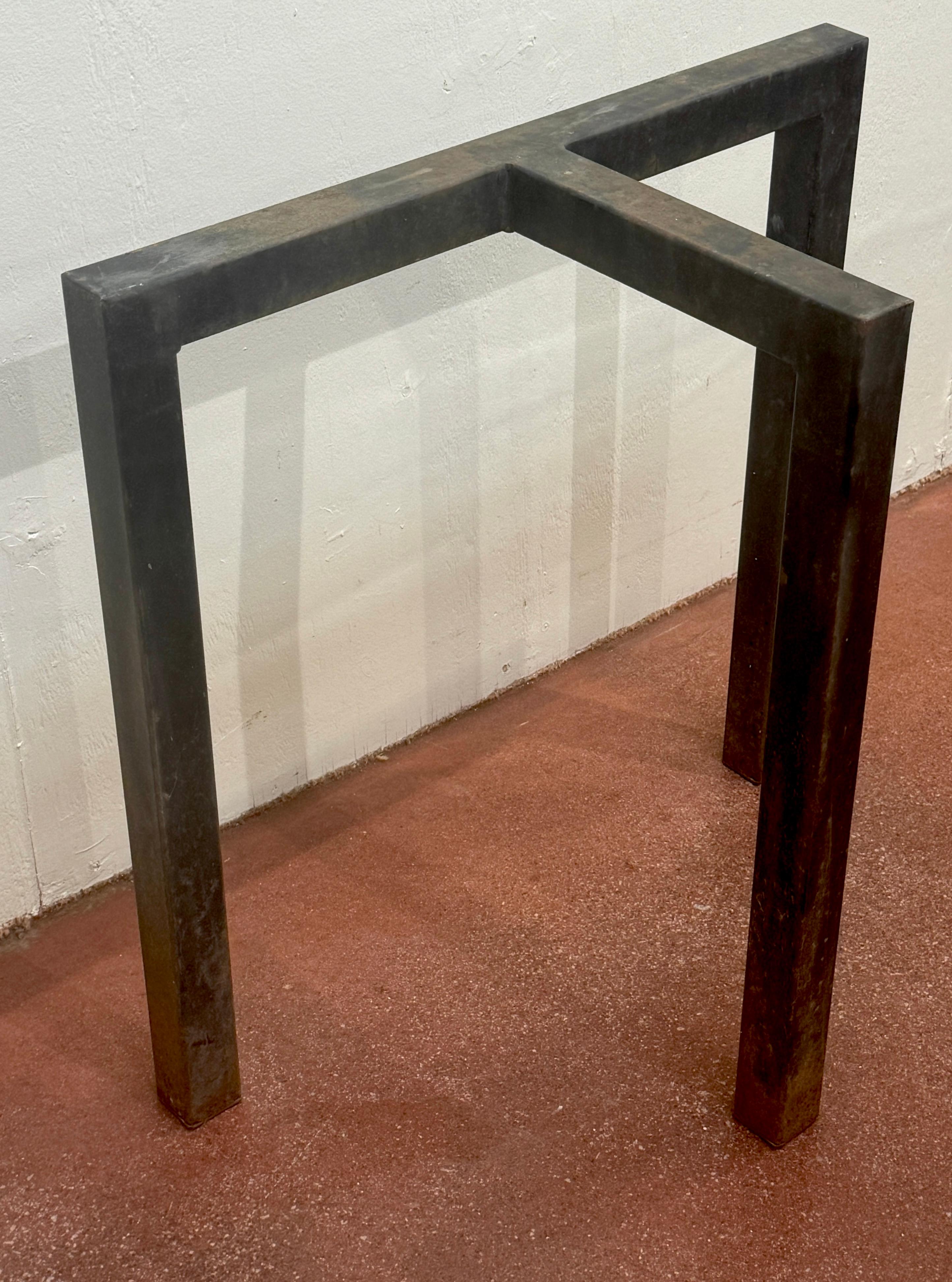 French Modern Iron & Stone Garden Consoles 6