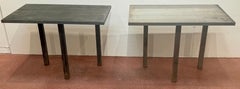 French Modern Iron & Stone Garden Consoles
