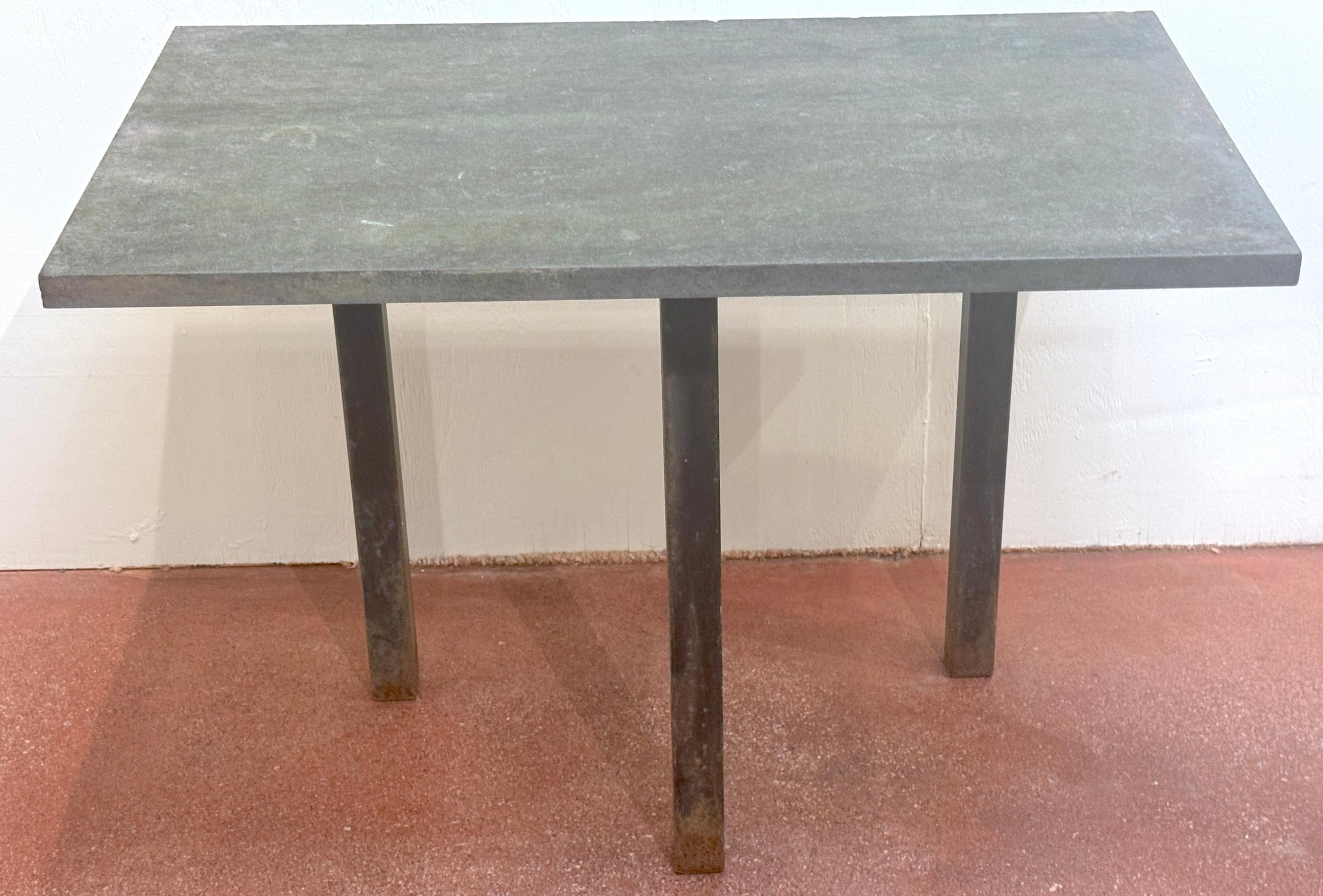20th Century French Modern Iron & Stone Garden Consoles