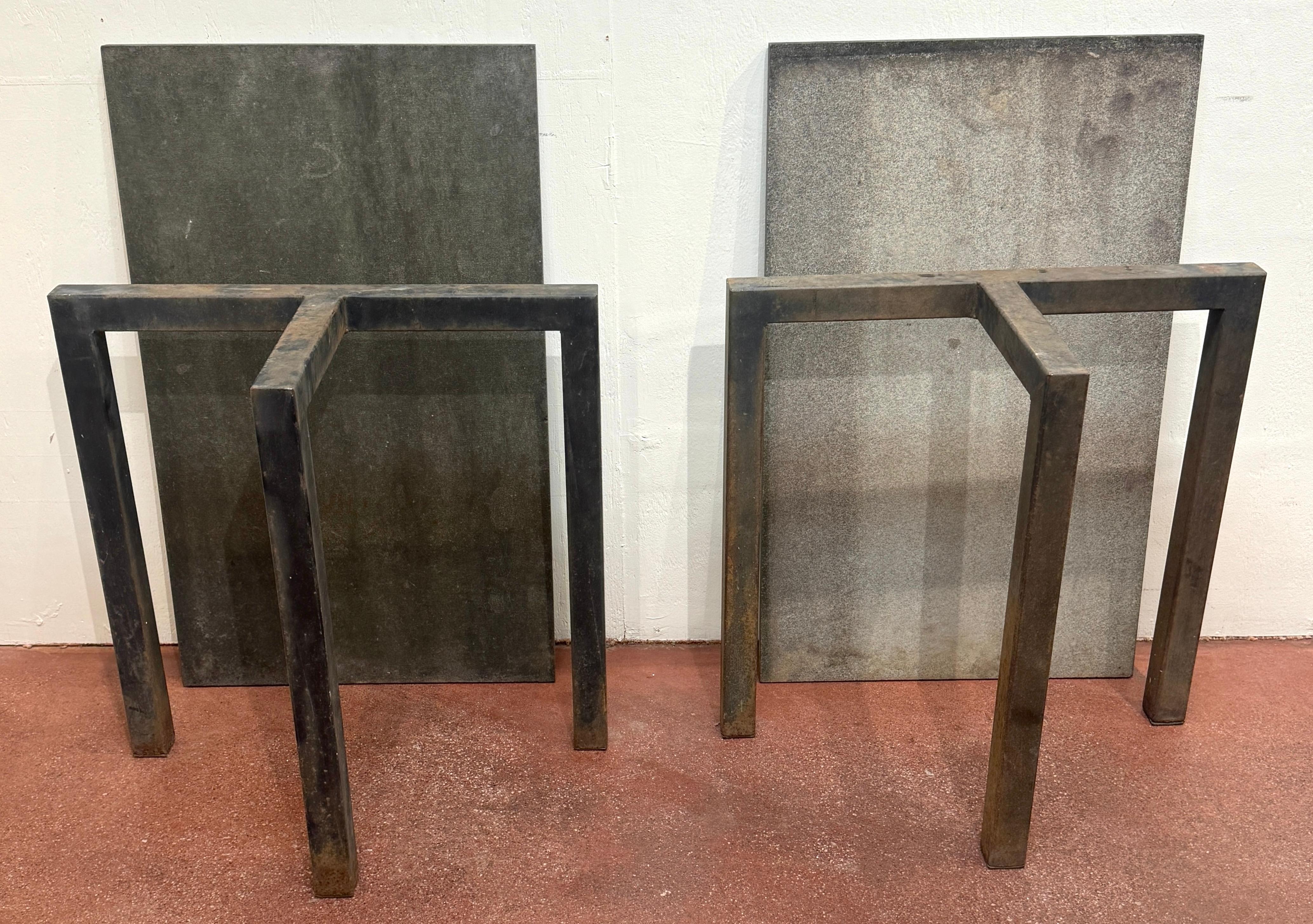 French Modern Iron & Stone Garden Consoles 3