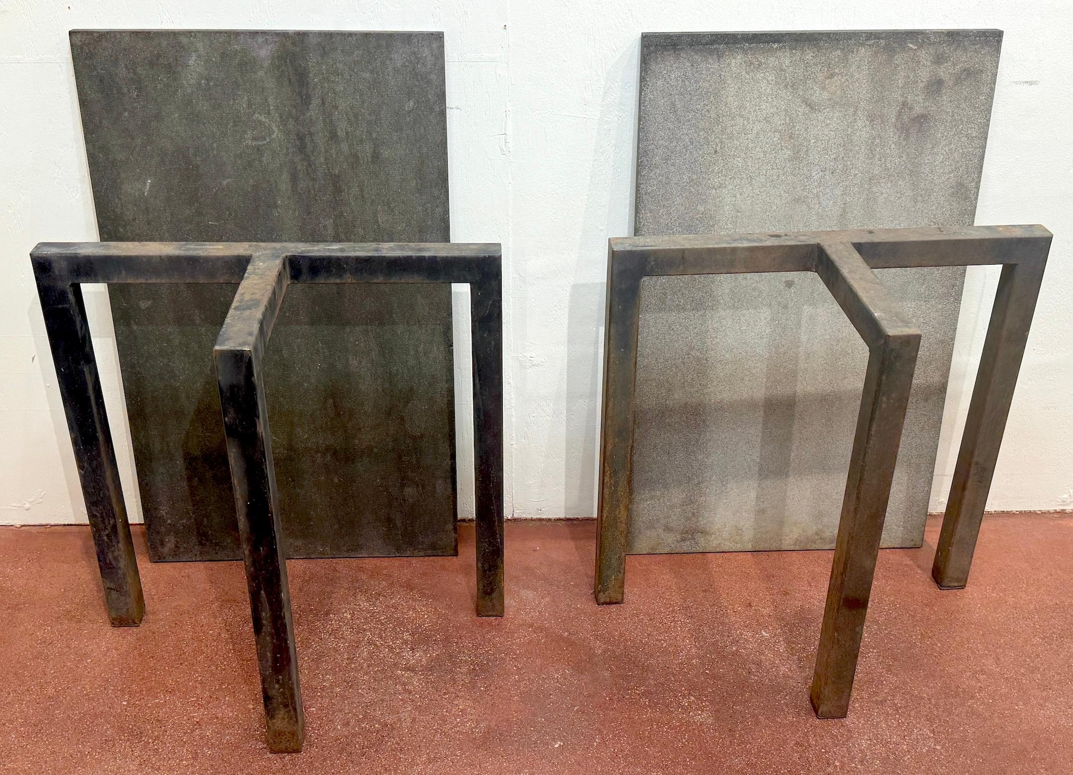 French Modern Iron & Stone Garden Consoles 4