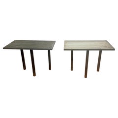 French Modern Iron & Stone Garden Consoles