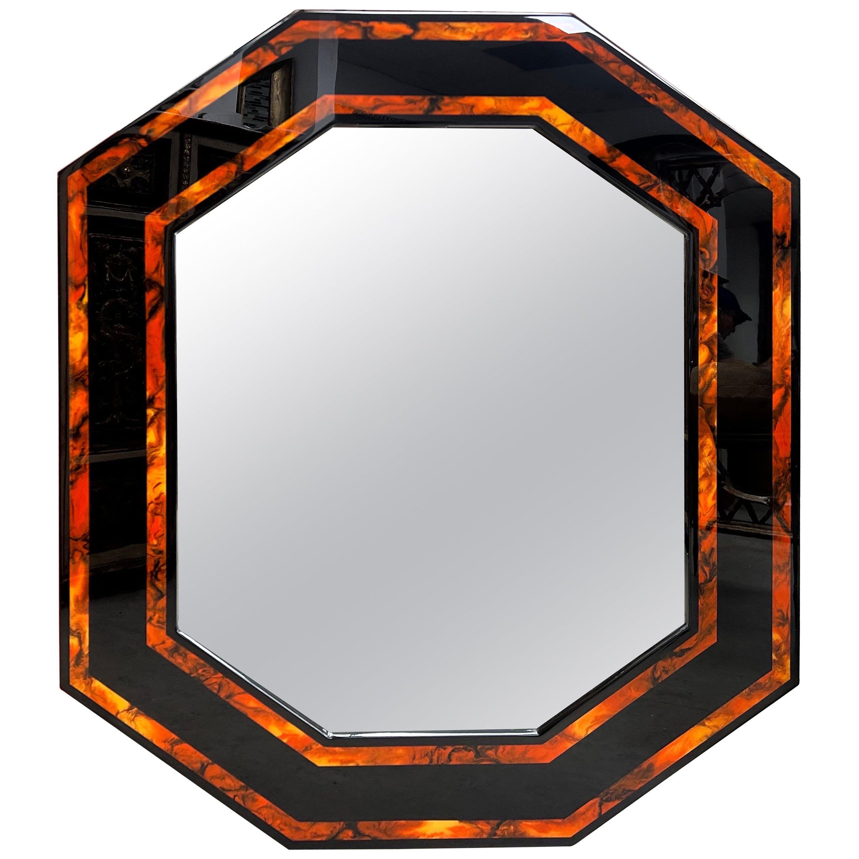 French Modern Lacquered Mirror By Jean-Claude Mahey For Sale