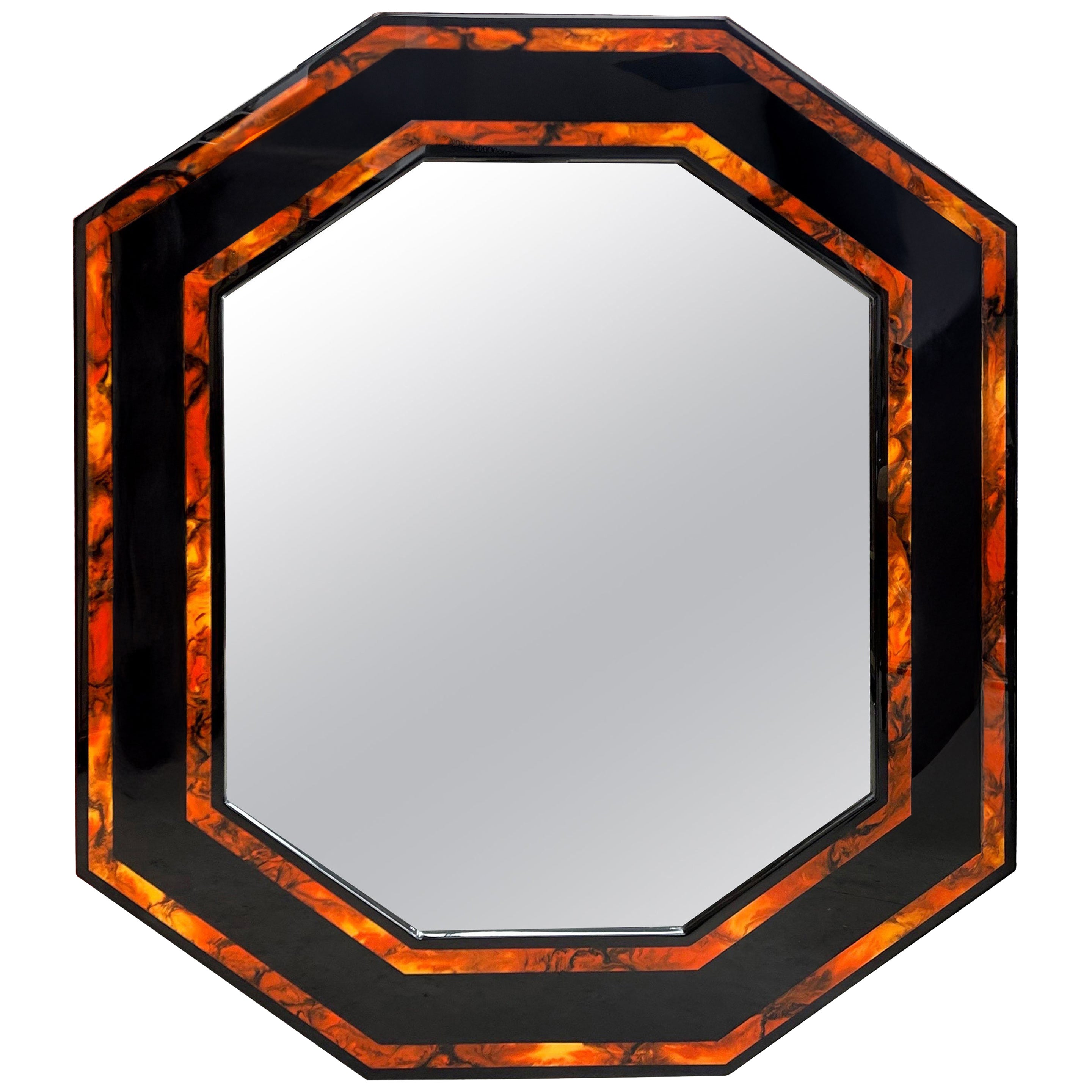 French Modern Lacquered Mirror By Jean-Claude Mahey