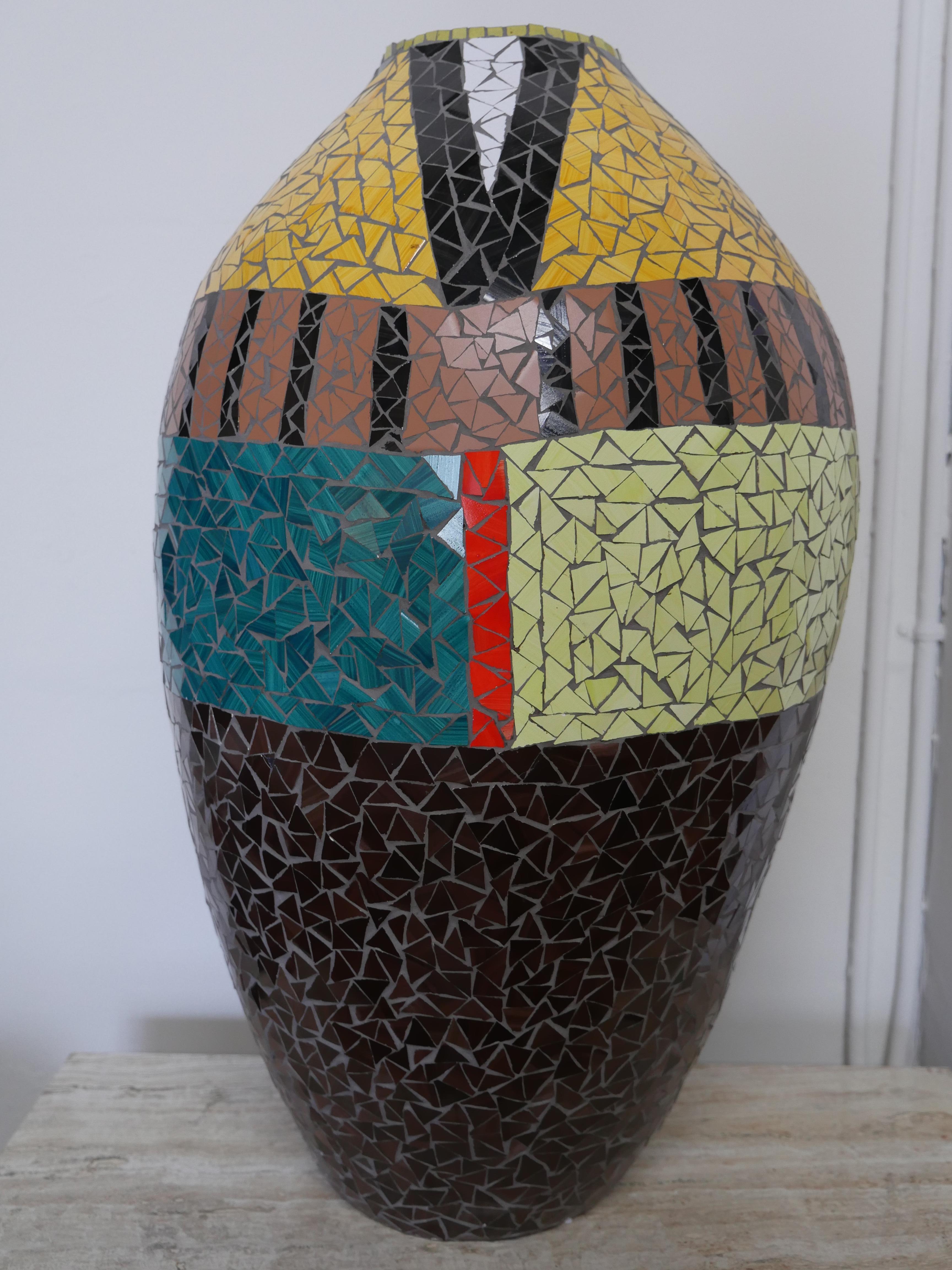 French Modern Large Mosaic Vase  For Sale 6