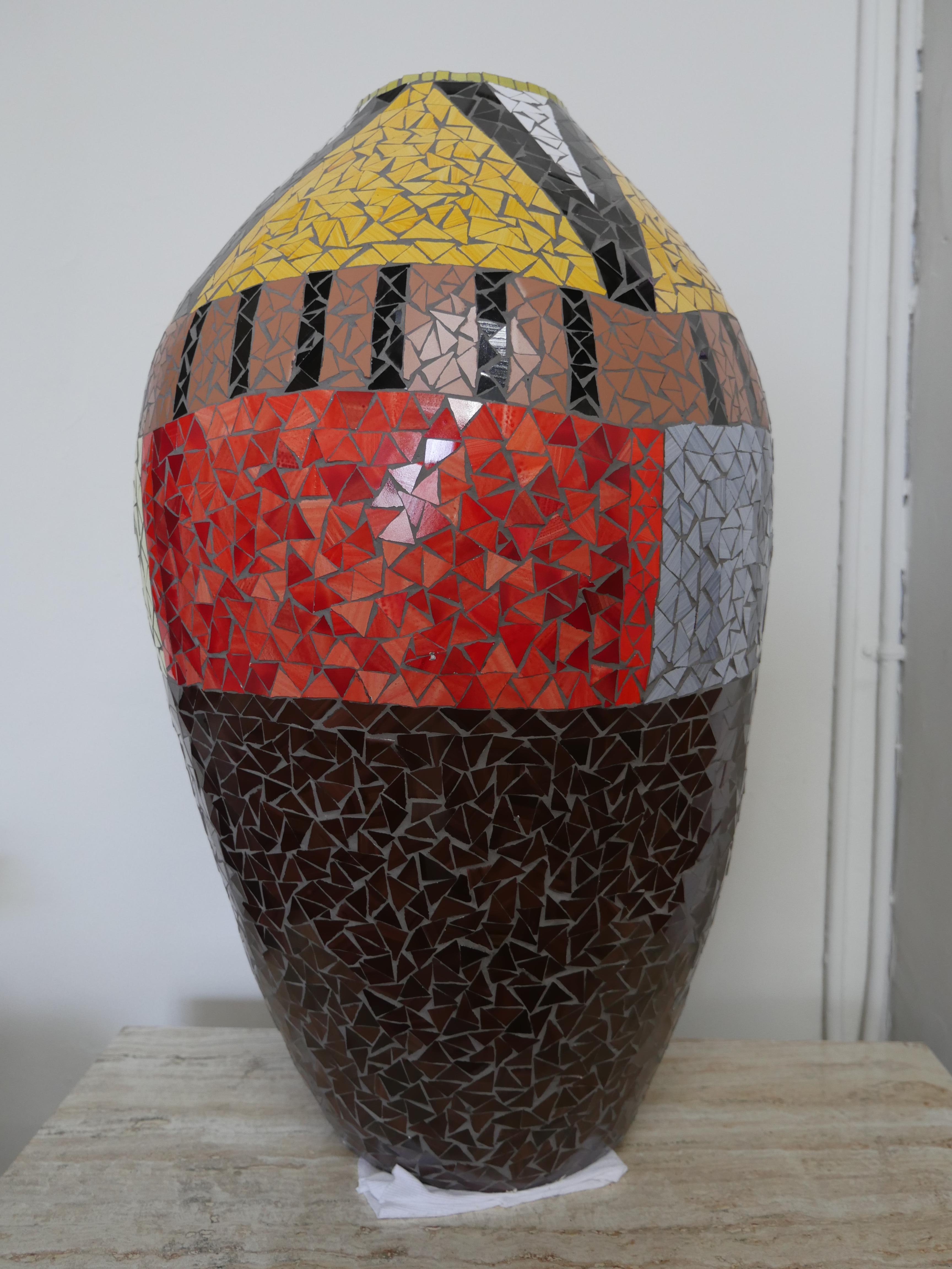 French Modern Large Mosaic Vase  For Sale 4
