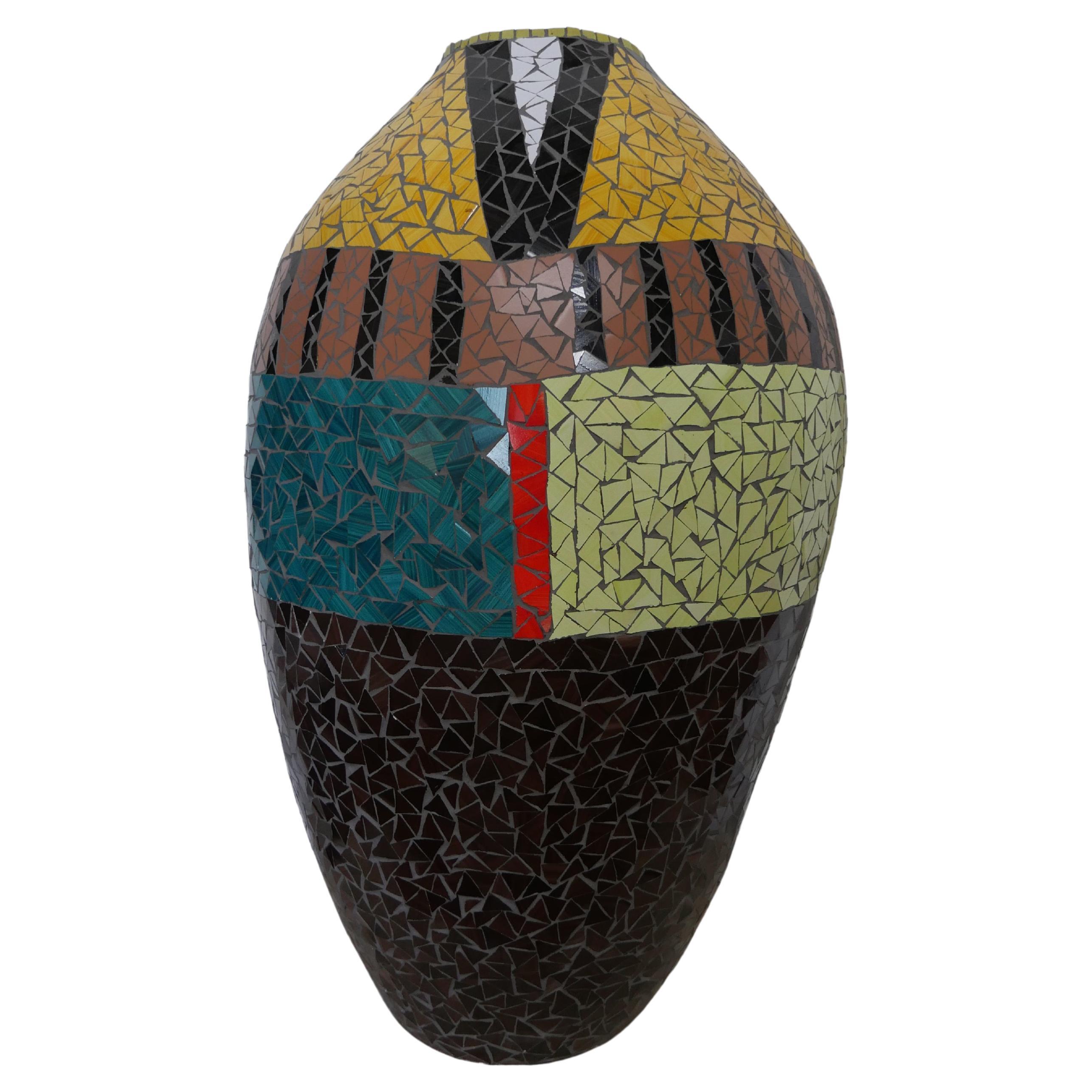 French Modern Large Mosaic Vase  For Sale