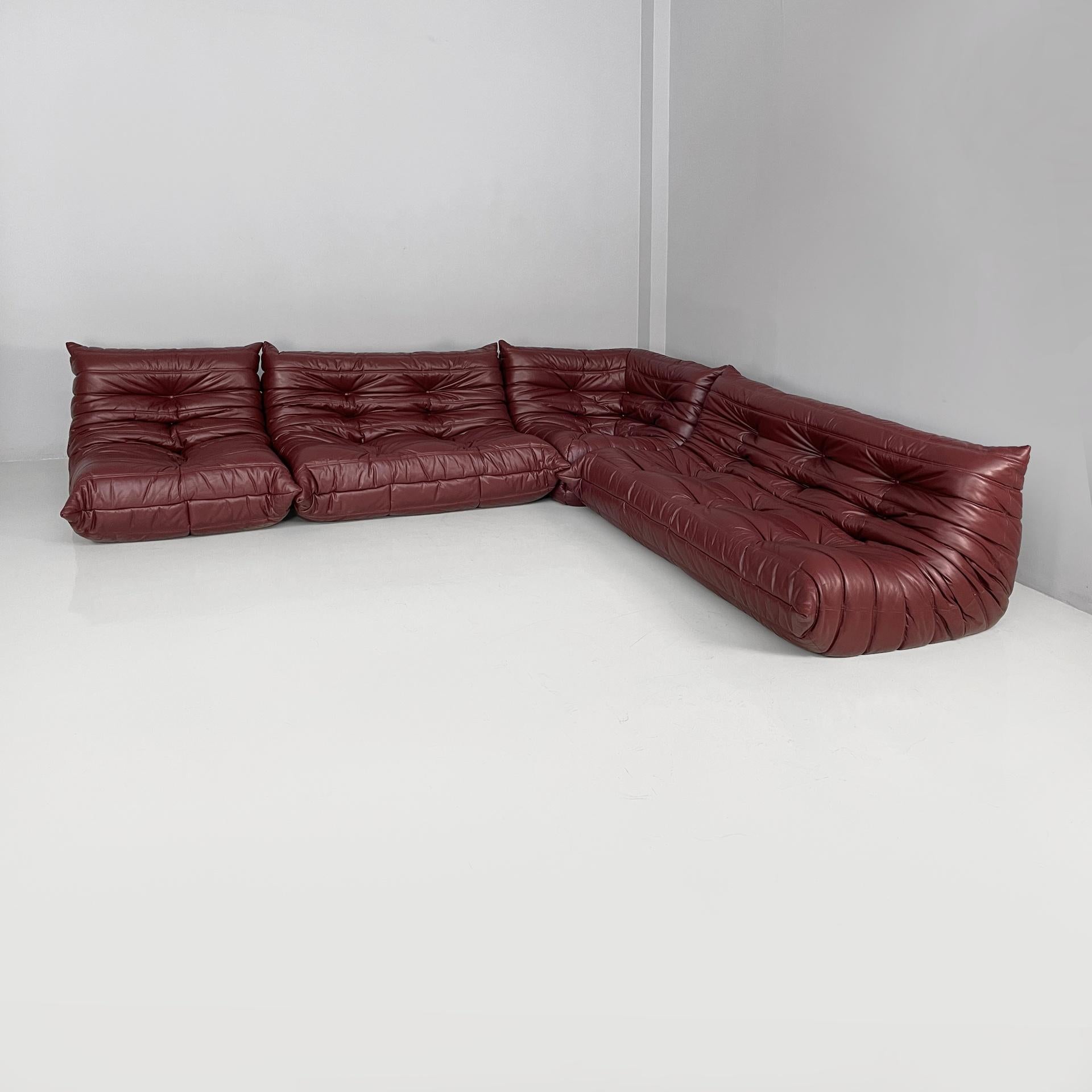 Divano moderno francese in pelle Togo di Michel Ducaroy per Ligne Roset, anni '70 In condizioni buone in vendita a MIlano, IT