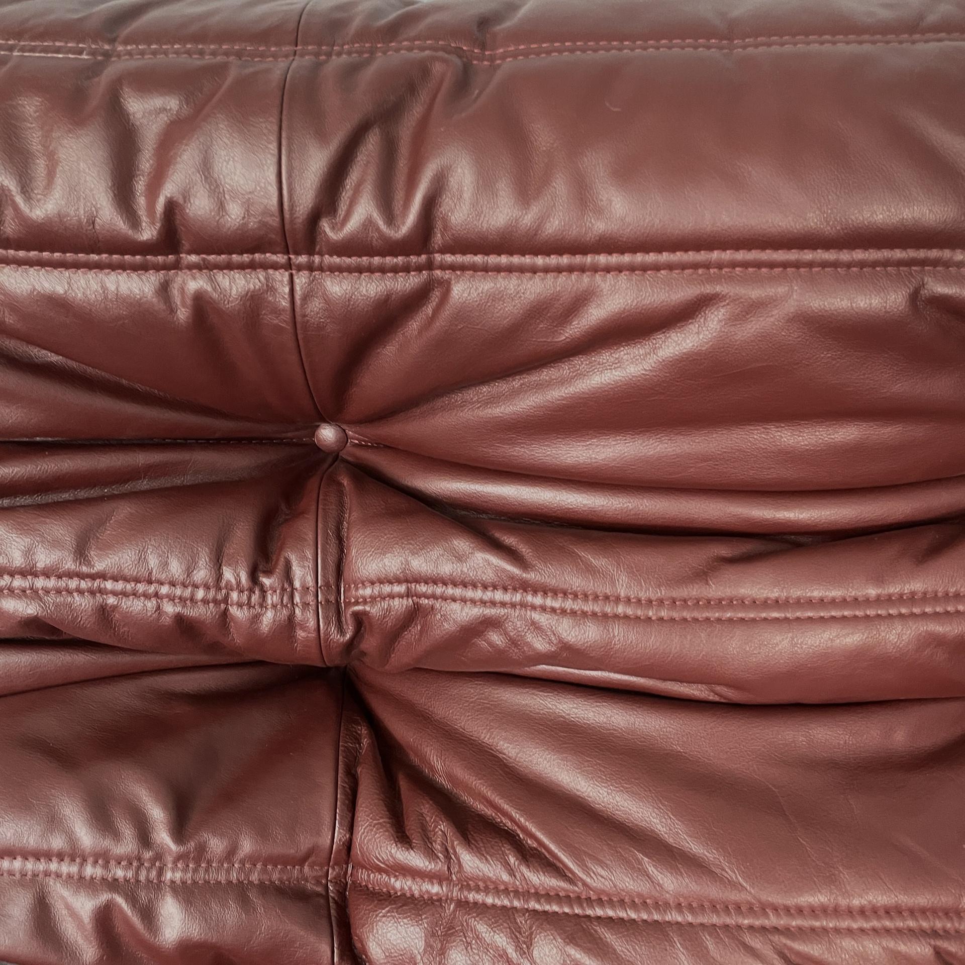 Pelle Divano moderno francese in pelle Togo di Michel Ducaroy per Ligne Roset, anni '70 in vendita