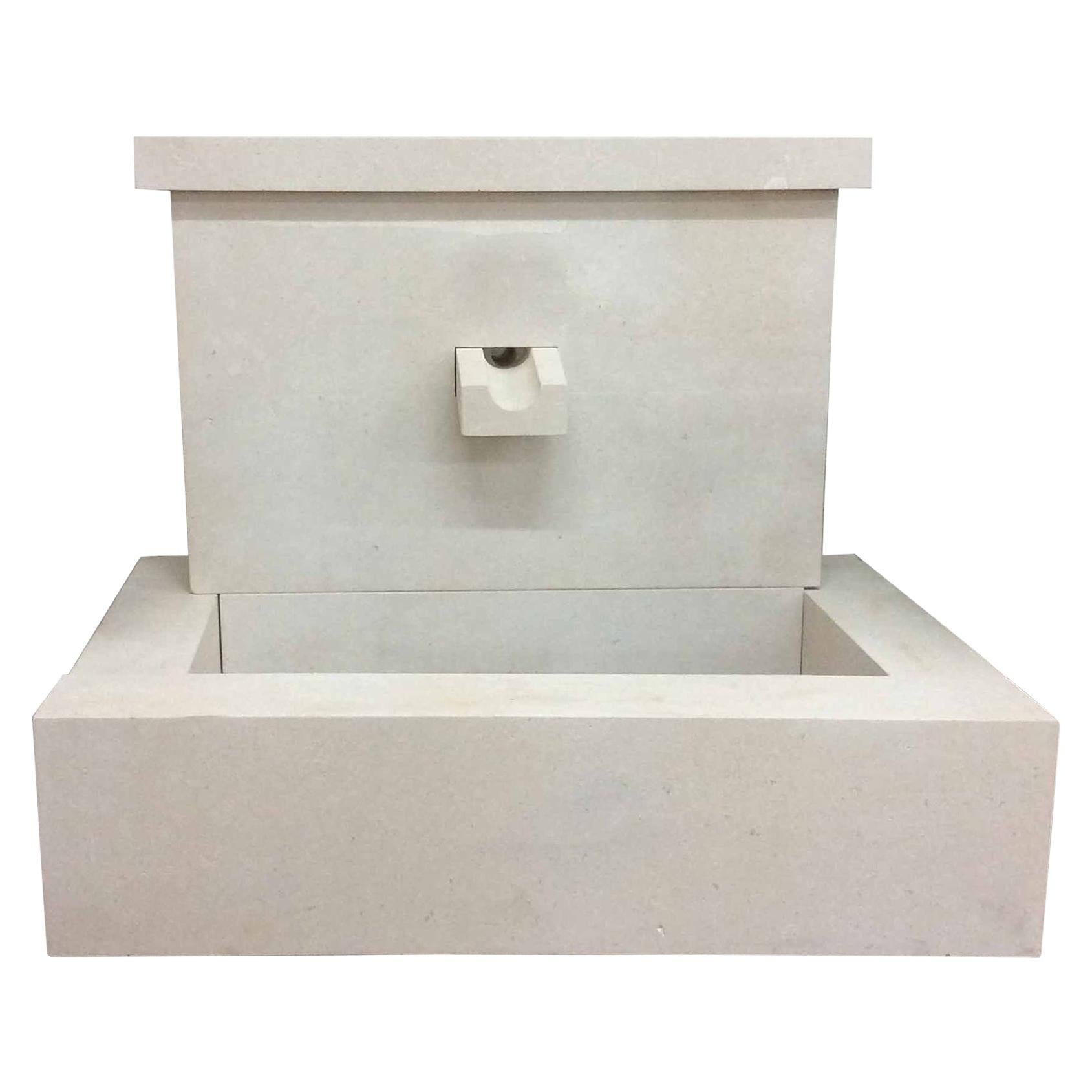 French Modern Limestone Fountain