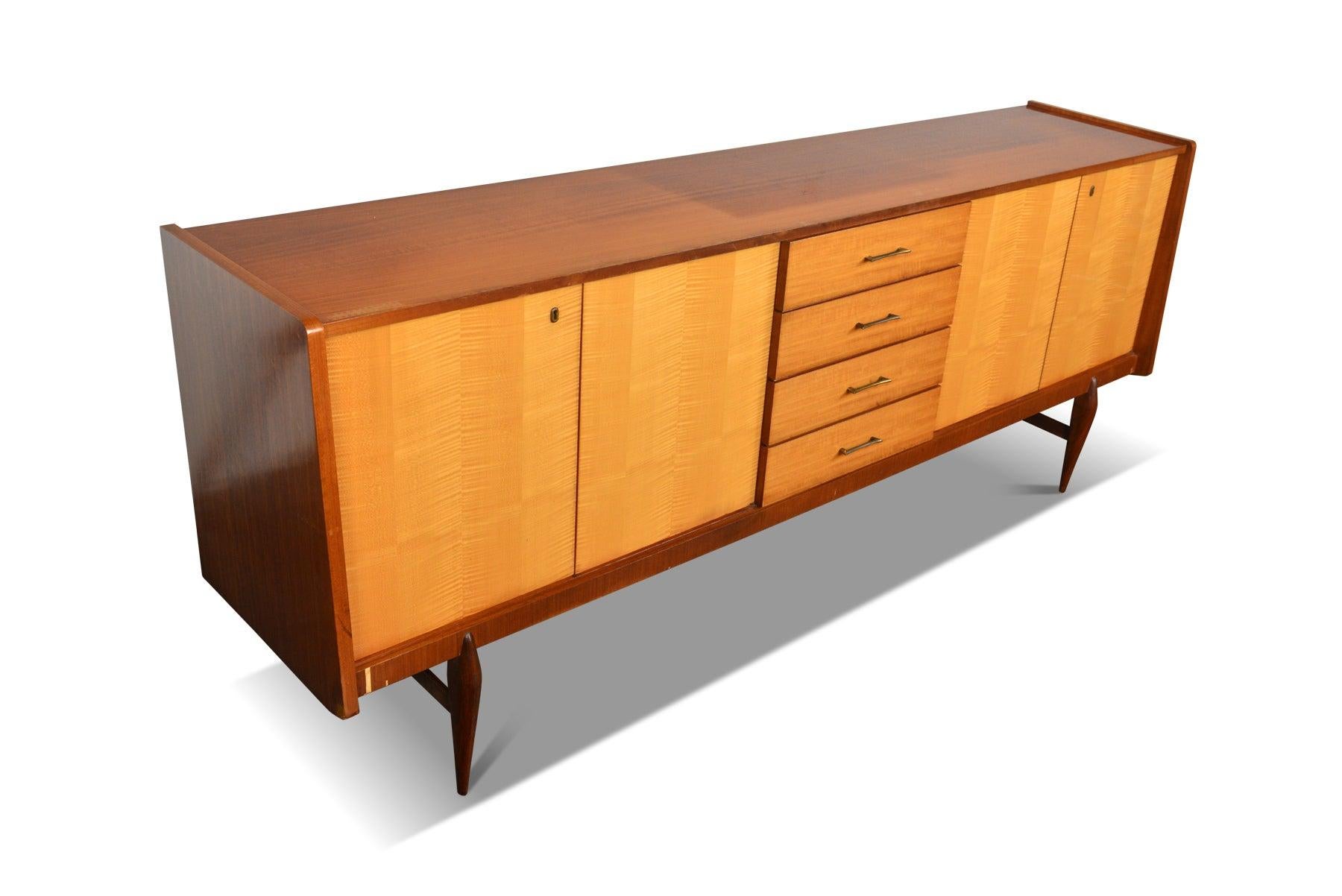 French, Modern Low Sideboard in Beech and Maple In Excellent Condition For Sale In Berkeley, CA