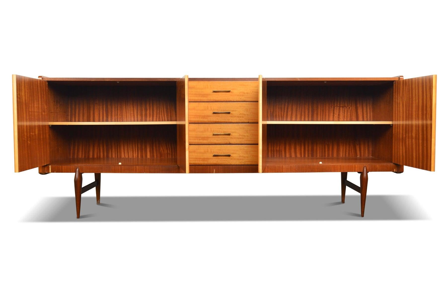 French, Modern Low Sideboard in Beech and Maple For Sale 1