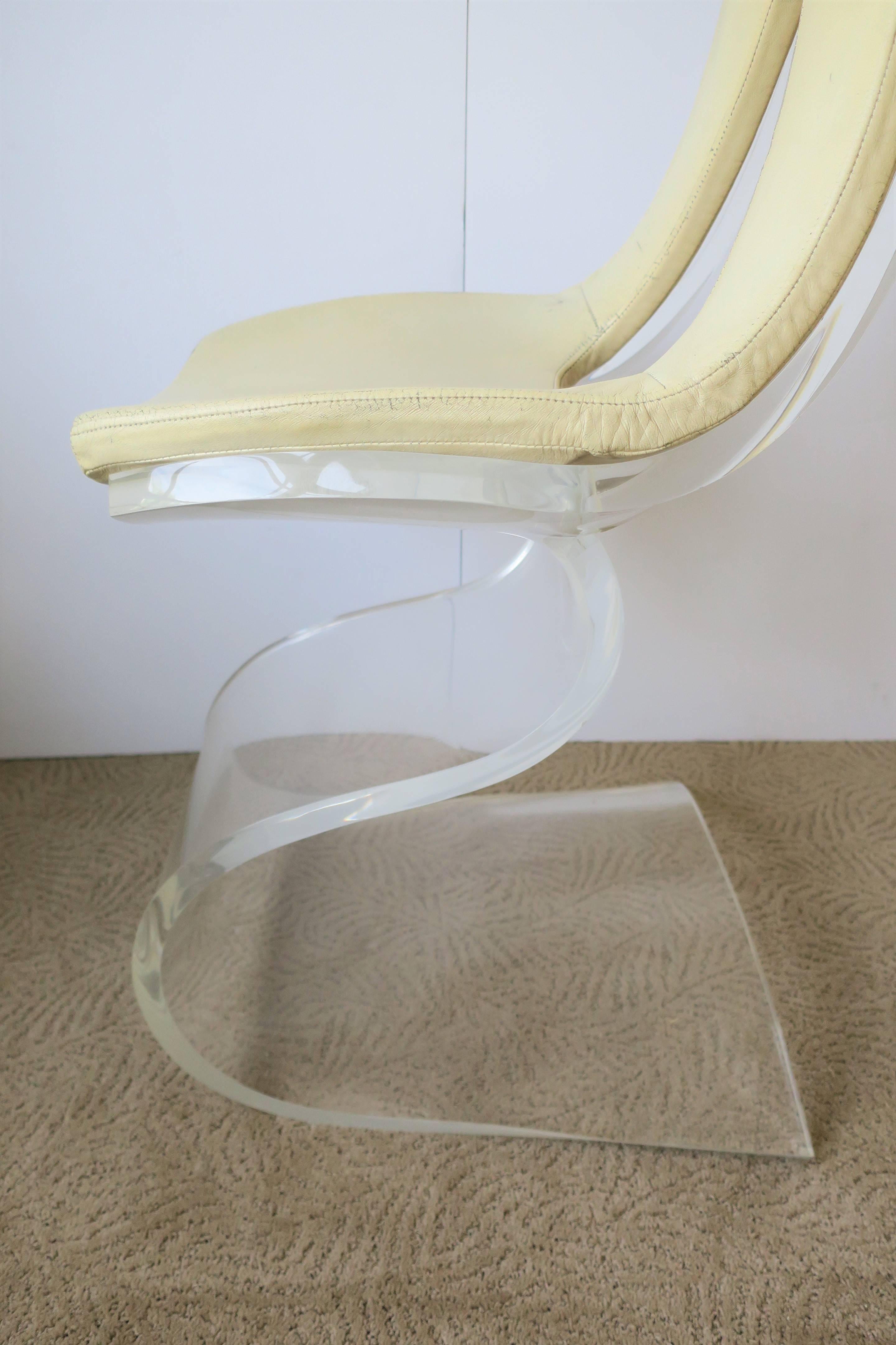 French Modern Lucite and Leather Designer Chair, France 1970s 6