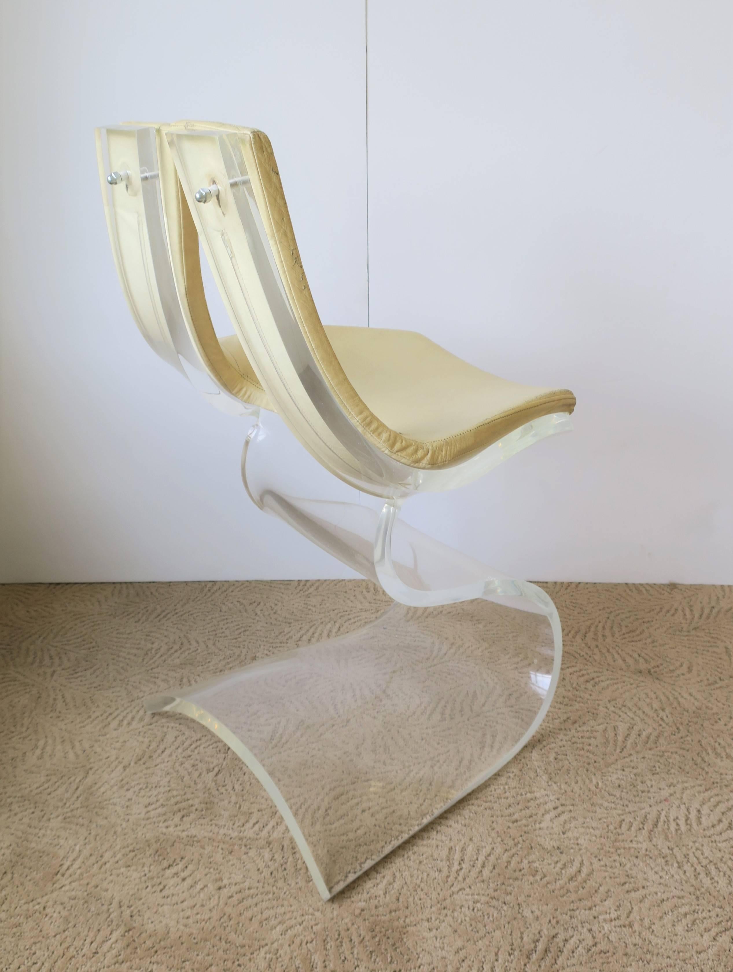 French Modern Lucite and Leather Designer Chair, France 1970s 7