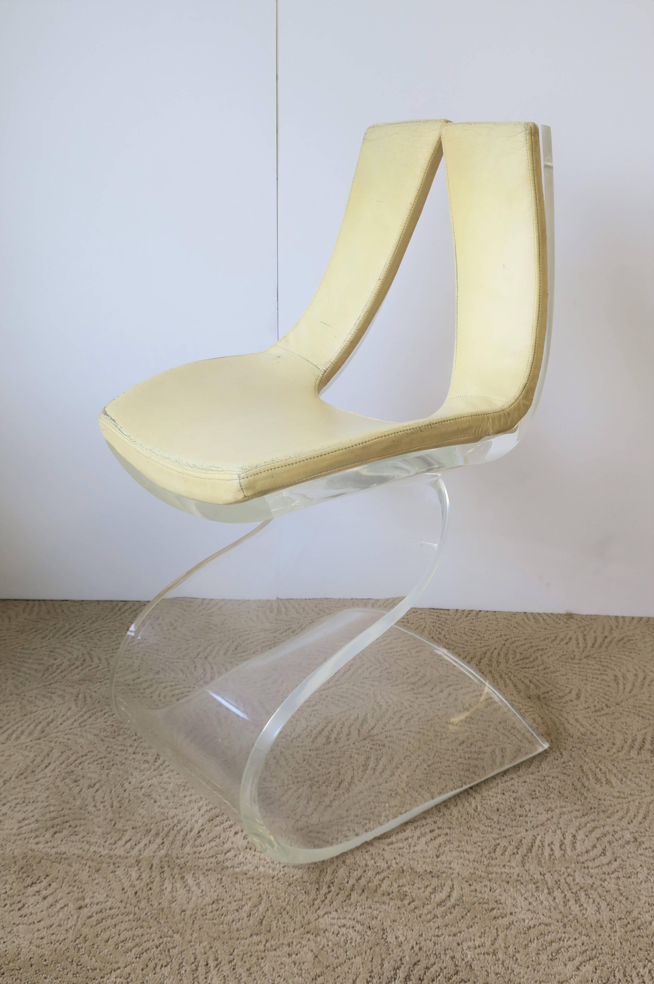 French Modern Lucite and Leather Designer Chair, France 1970s 5