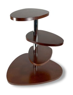 French Modern Mahogany 4 Tier Pivoting Mexique Table, Style Charlotte Perriand