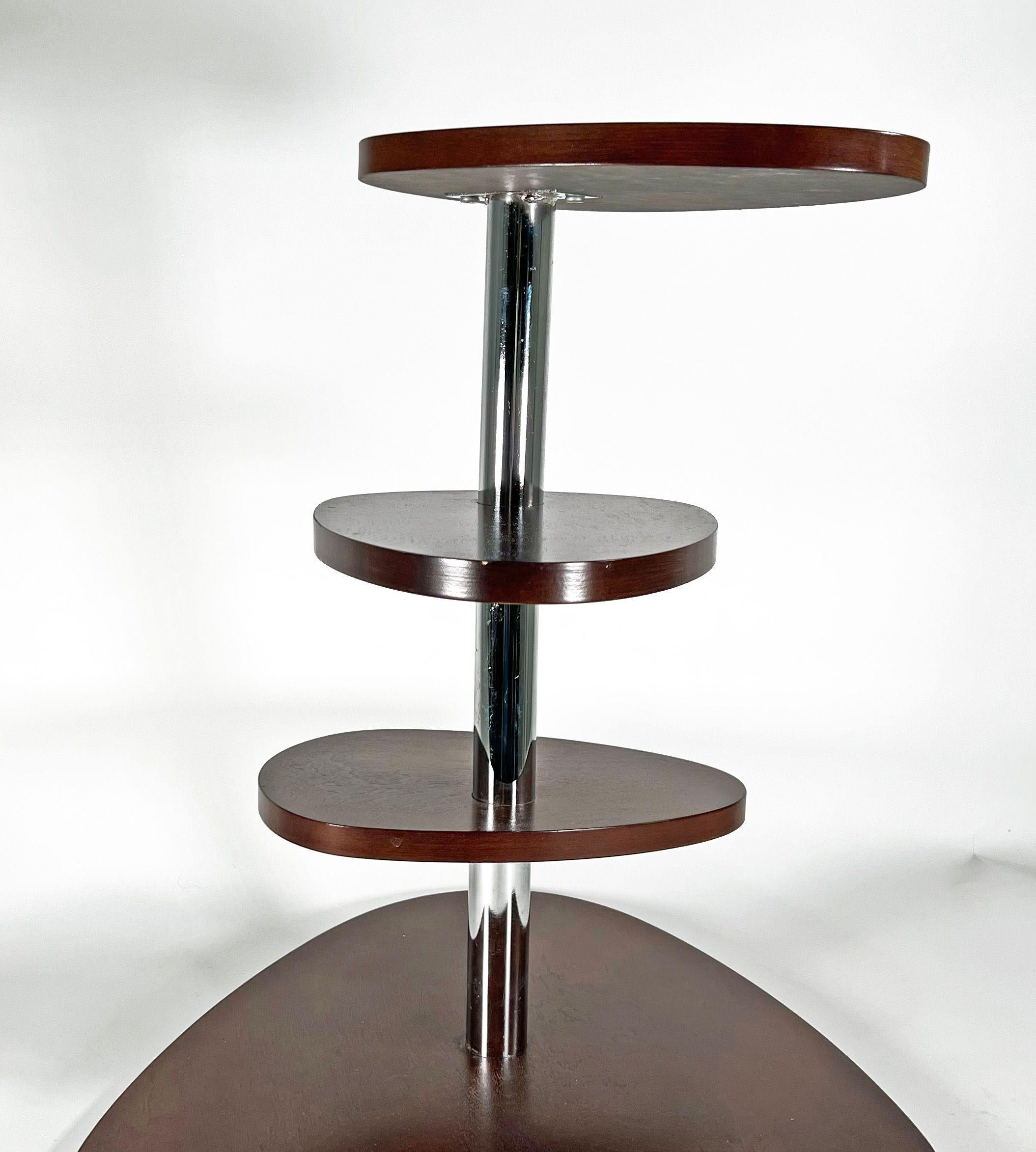 French Modern Mahogany 4 Tier Pivoting Mexique Table, Style Charlotte Perriand In Good Condition For Sale In Hollywood, FL