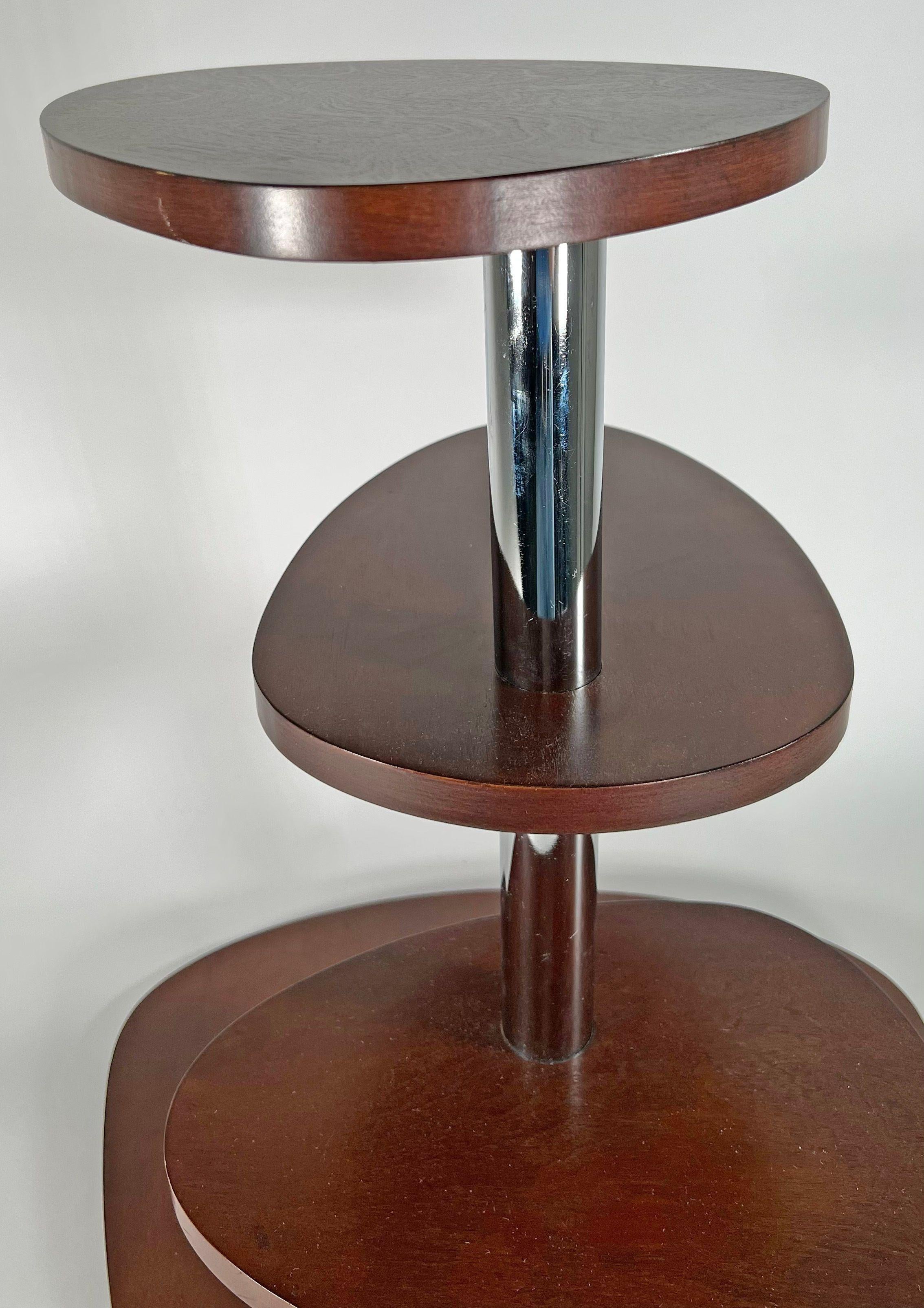 Late 20th Century French Modern Mahogany 4 Tier Pivoting Mexique Table, Style Charlotte Perriand For Sale