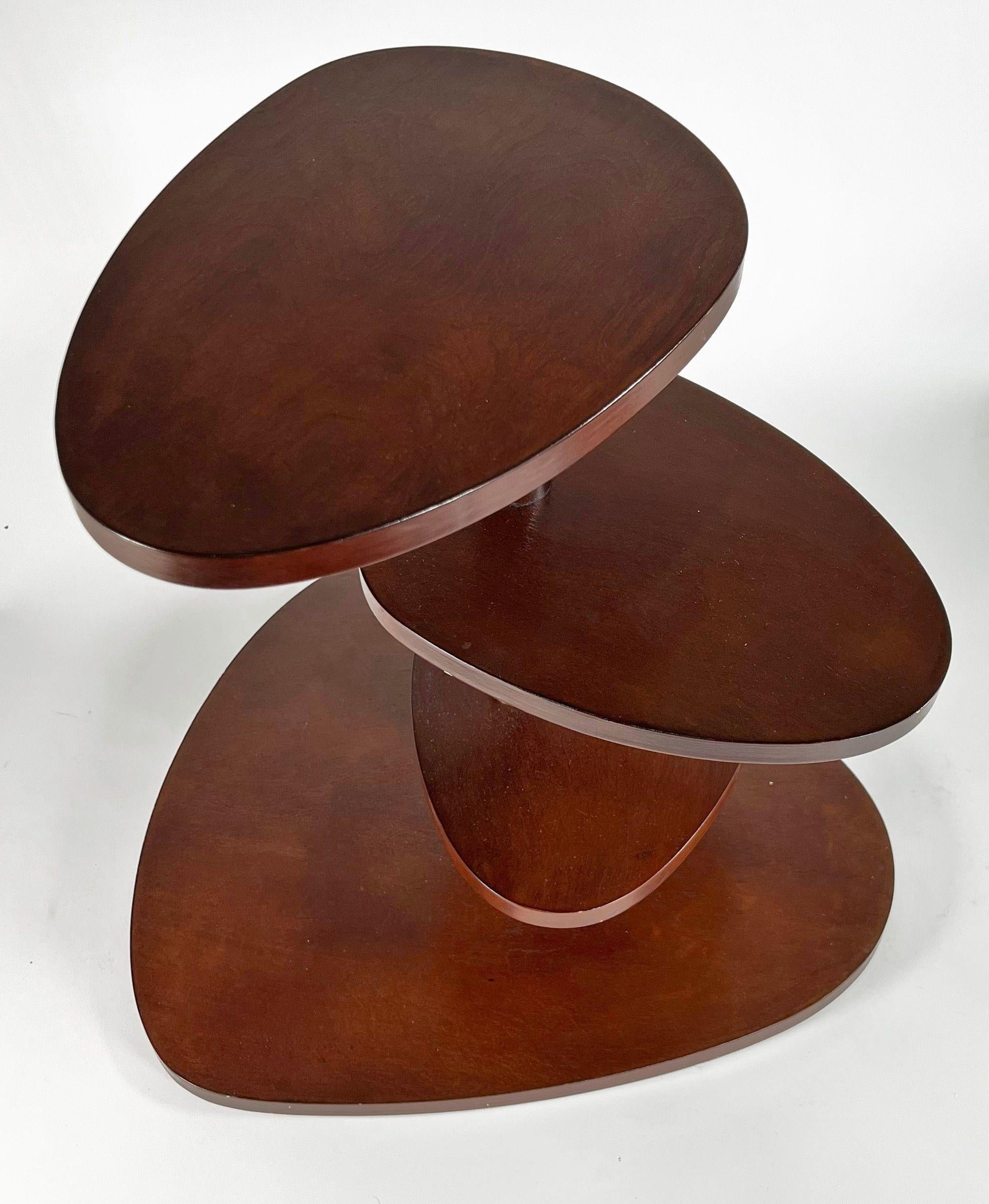 French Modern Mahogany 4 Tier Pivoting Mexique Table, Style Charlotte Perriand For Sale 1