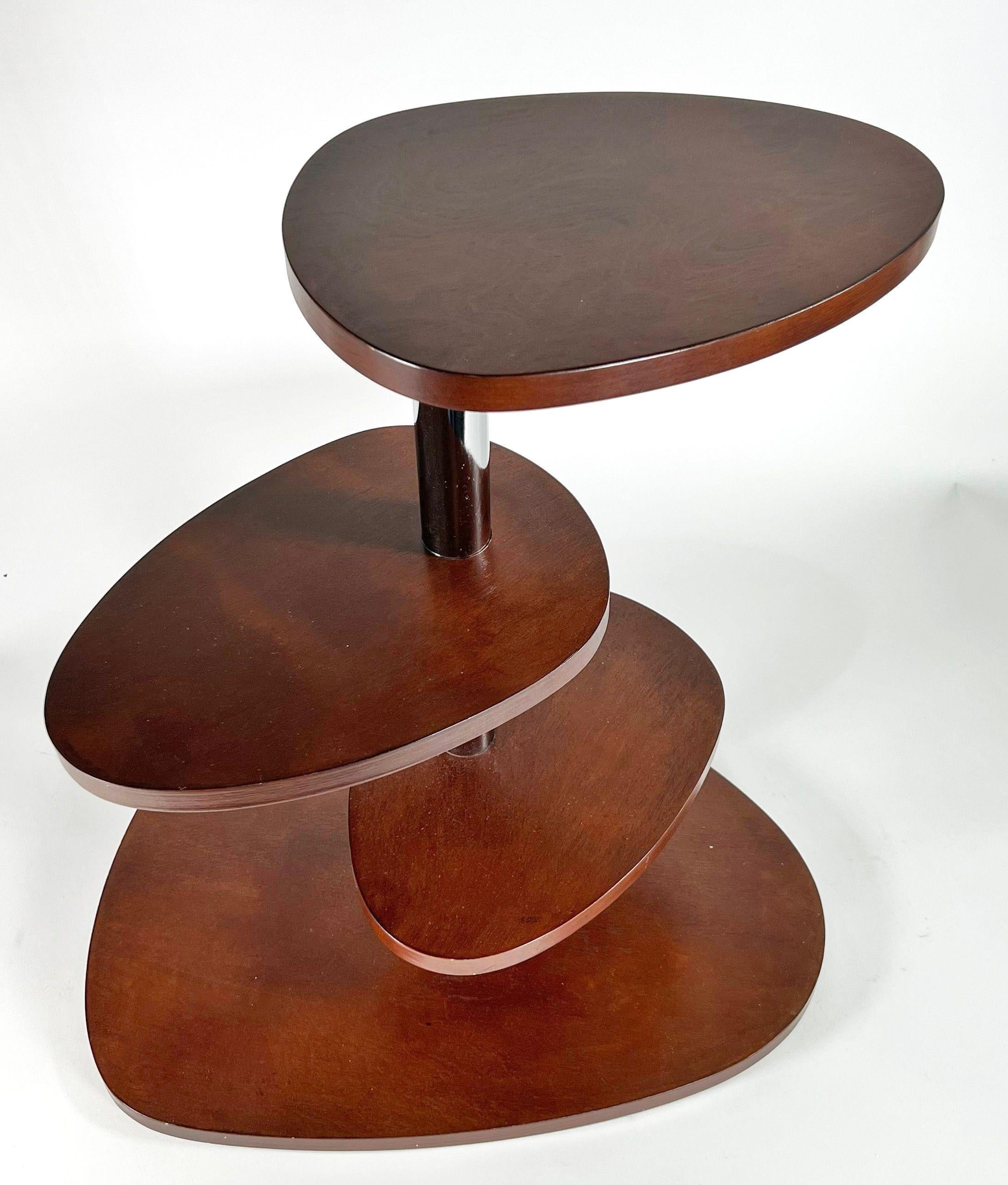 French Modern Mahogany 4 Tier Pivoting Mexique Table, Style Charlotte Perriand For Sale 2