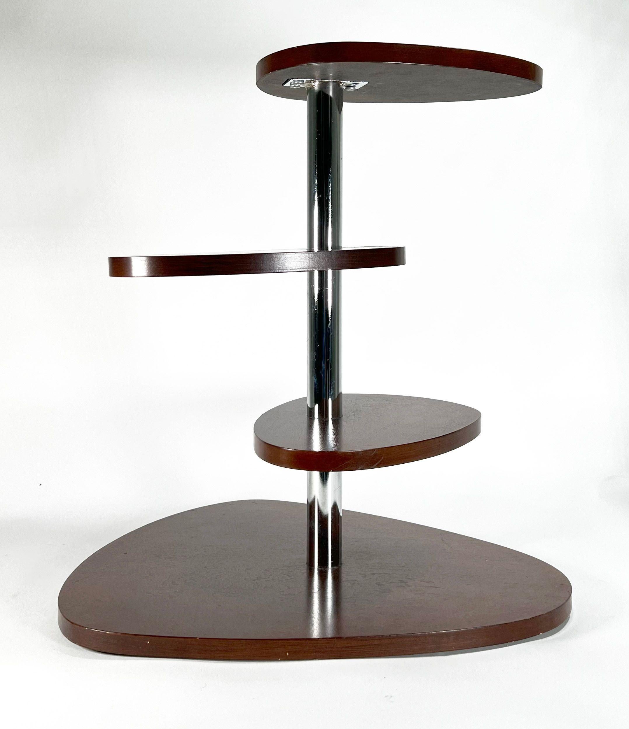French Modern Mahogany 4 Tier Pivoting Mexique Table, Style Charlotte Perriand For Sale 3
