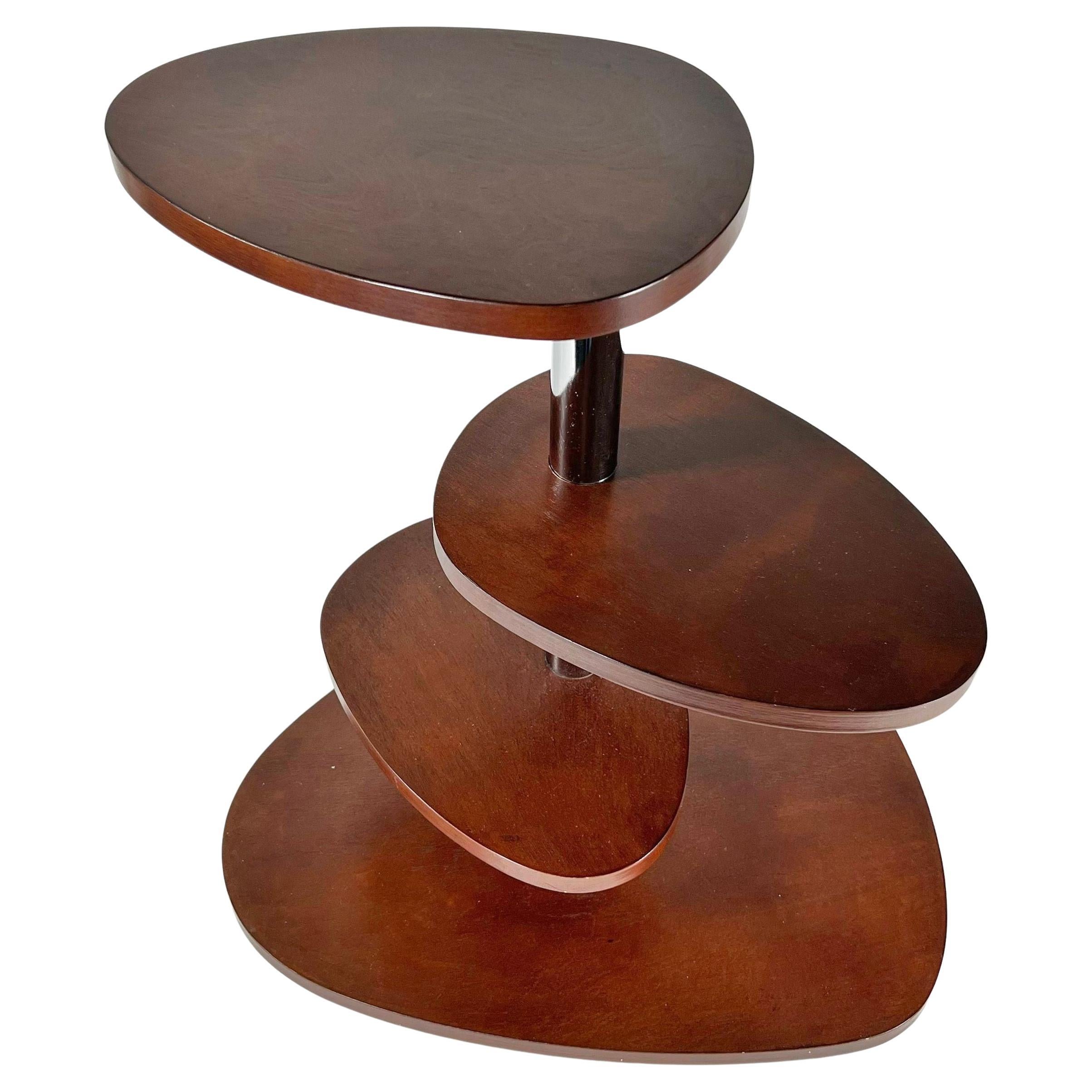 French Modern Mahogany 4 Tier Pivoting Mexique Table, Style Charlotte Perriand For Sale