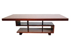 French Modern Mahogany "Greek Key" Coffee Table, Andre' Sornay
