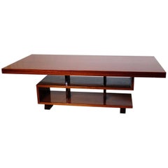French Modern Mahogany "Greek Key" Coffee Table, Andre Sornay
