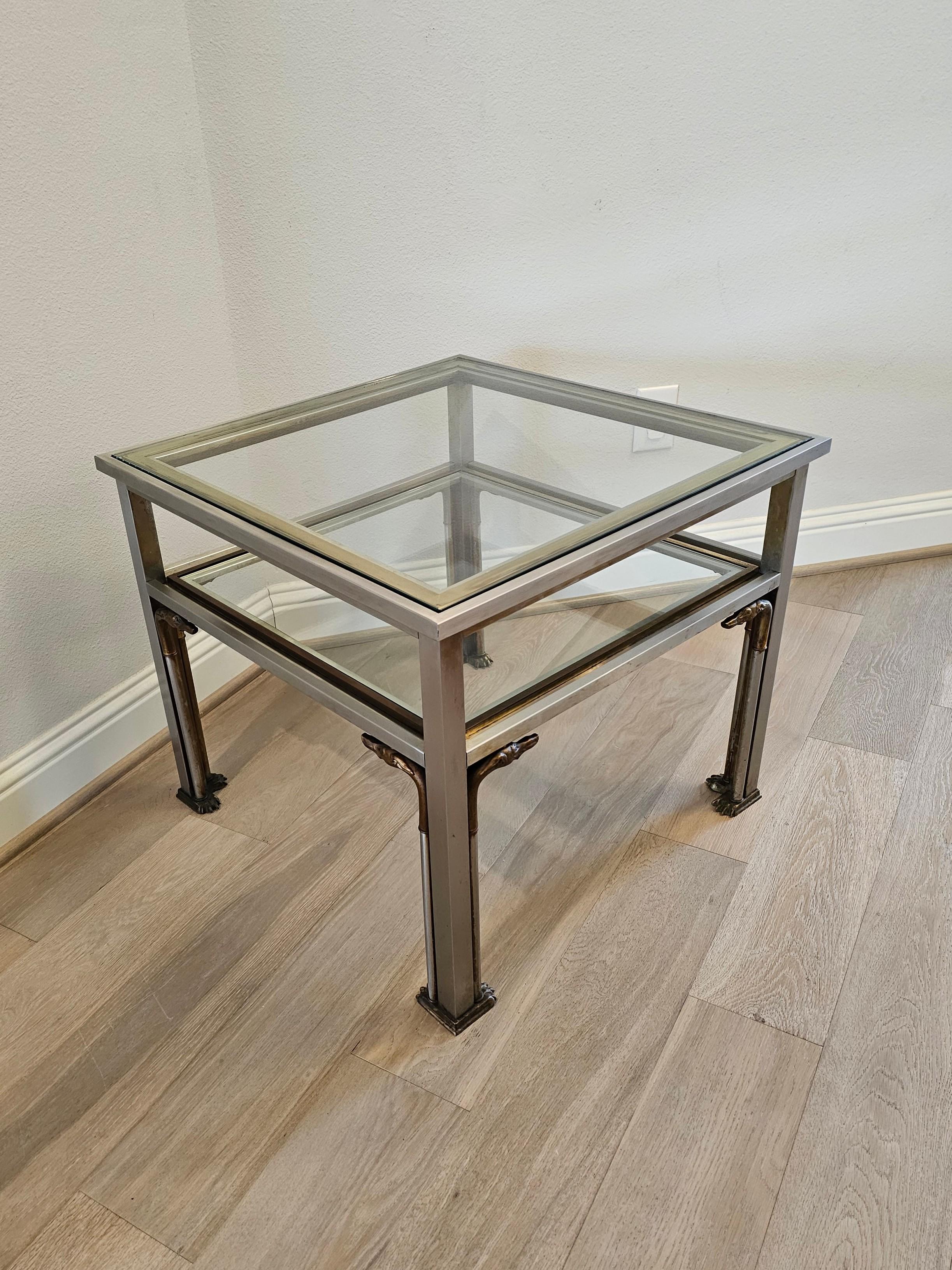 French Modern Maison Jansen Attrib Mixed Metal Greyhound Table For Sale 8
