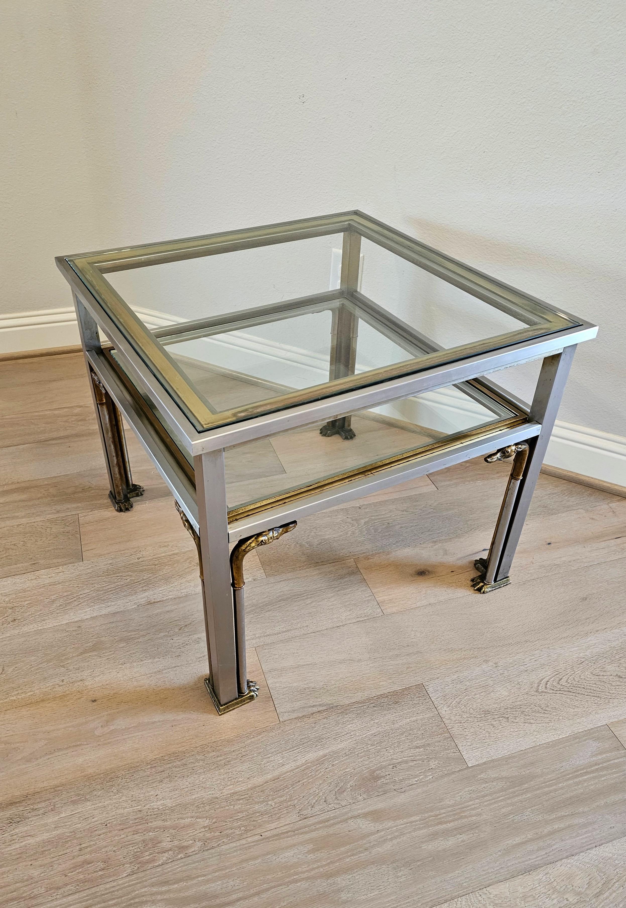 French Modern Maison Jansen Attrib Mixed Metal Greyhound Table For Sale 11