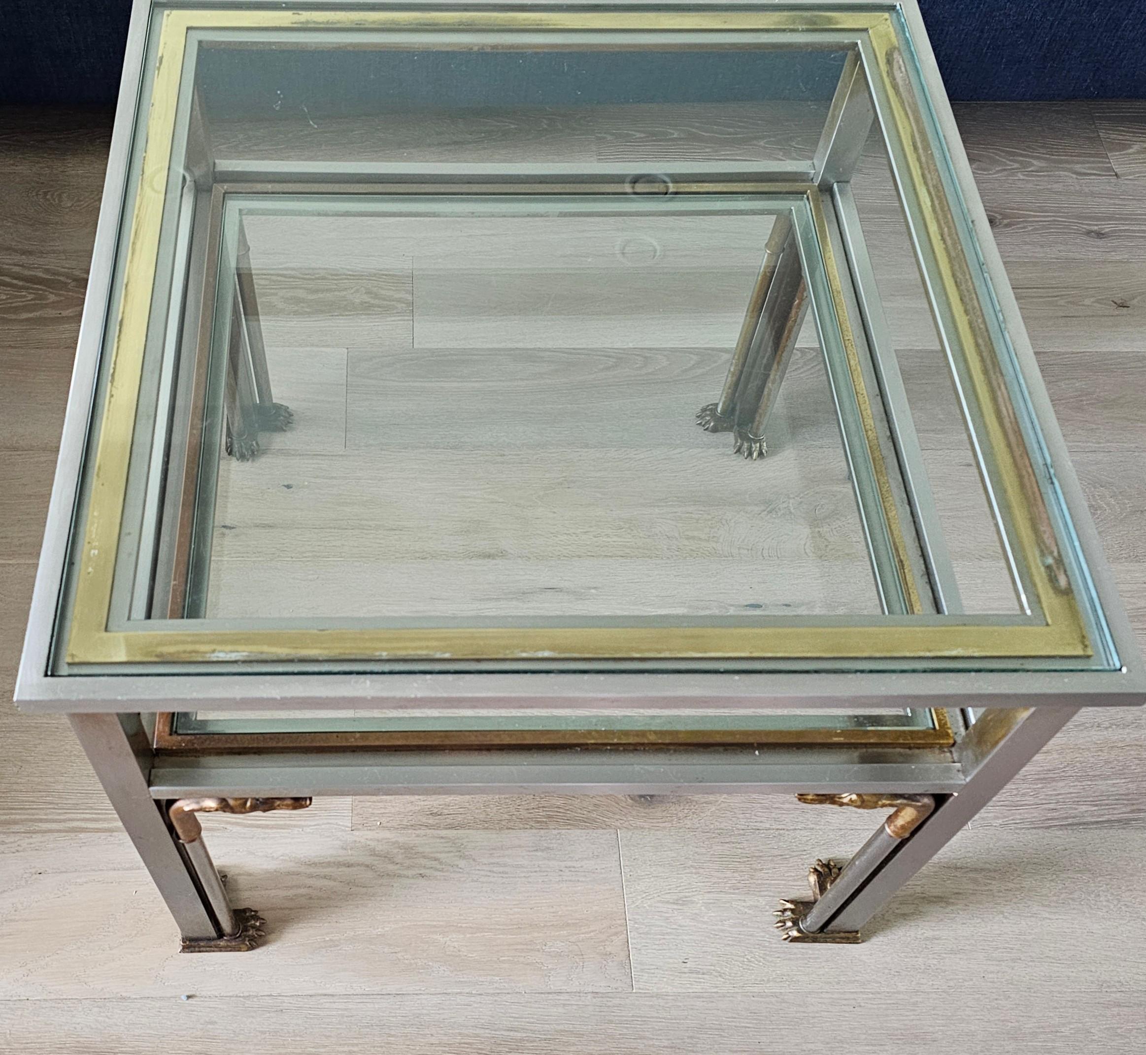 French Modern Maison Jansen Attrib Mixed Metal Greyhound Table For Sale 1