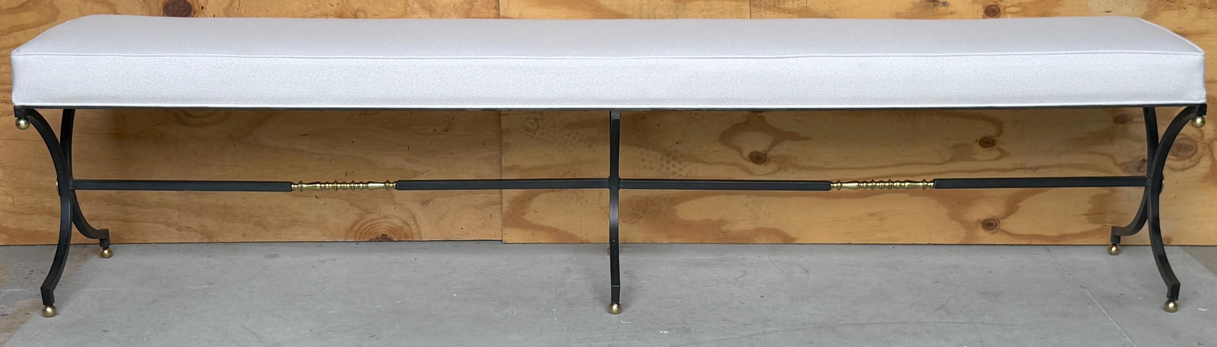 French Modern Maison Jansen Style Iron Brass Long Bench For Sale 5