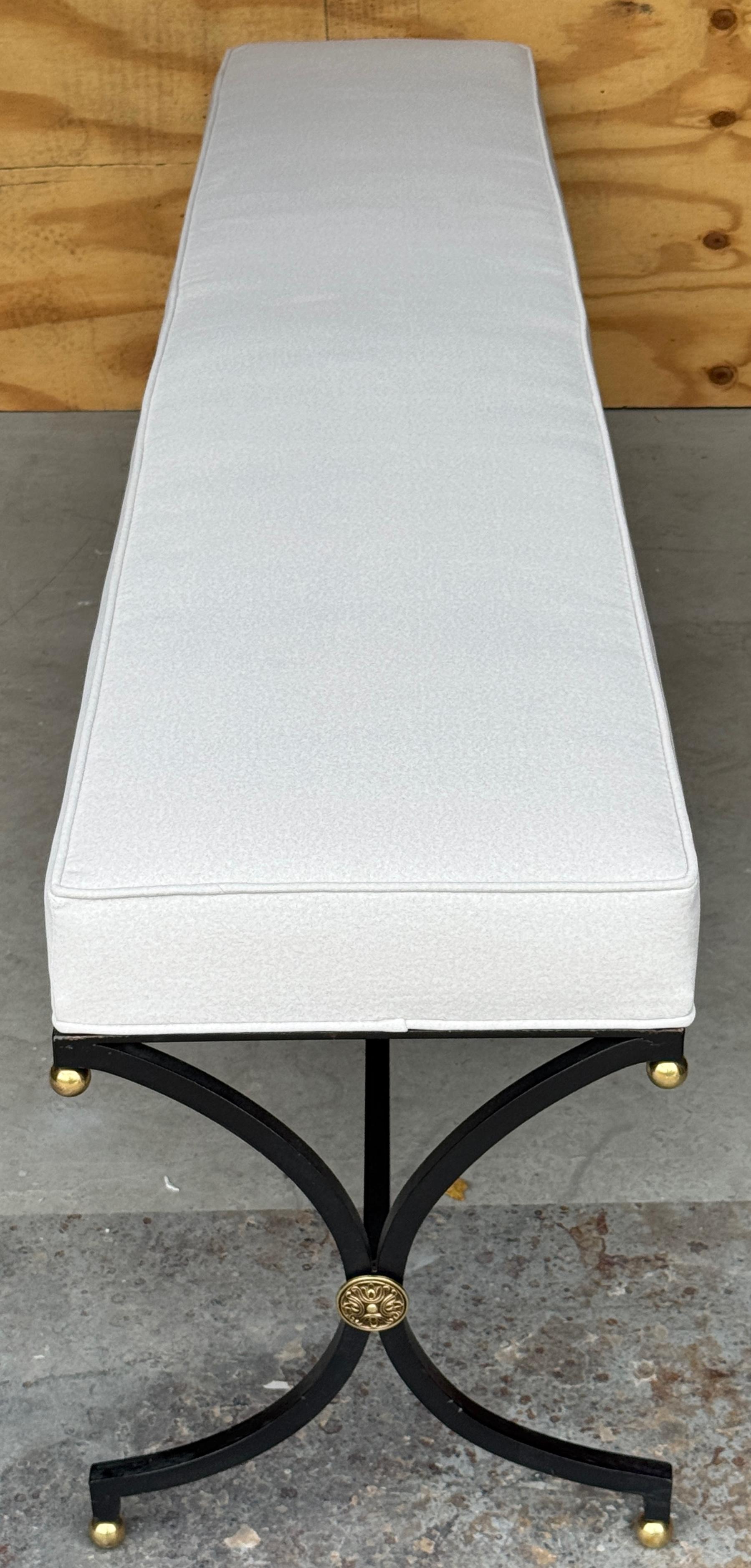 French Modern Maison Jansen Style Iron Brass Long Bench For Sale 6