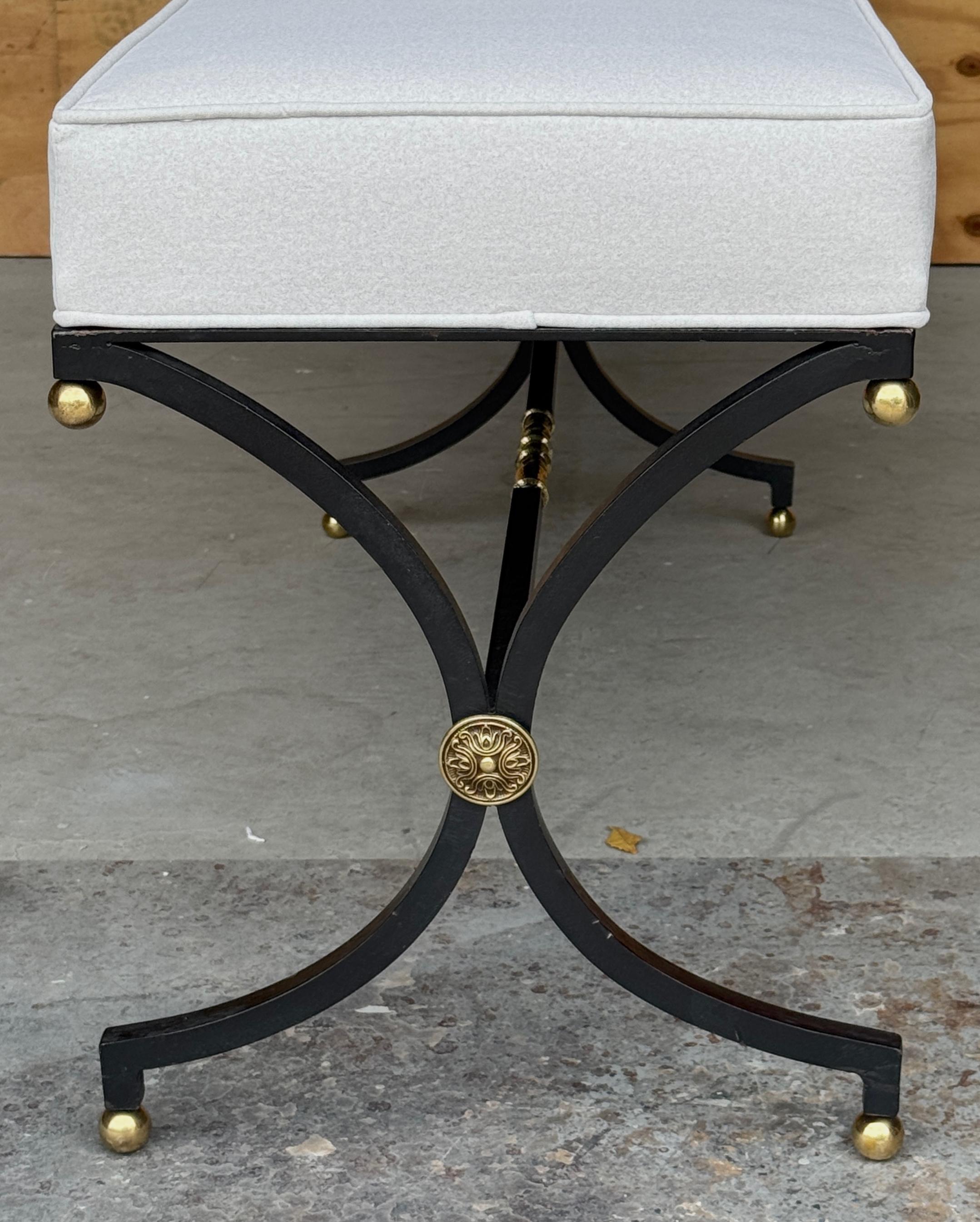 French Modern Maison Jansen Style Iron Brass Long Bench For Sale 7